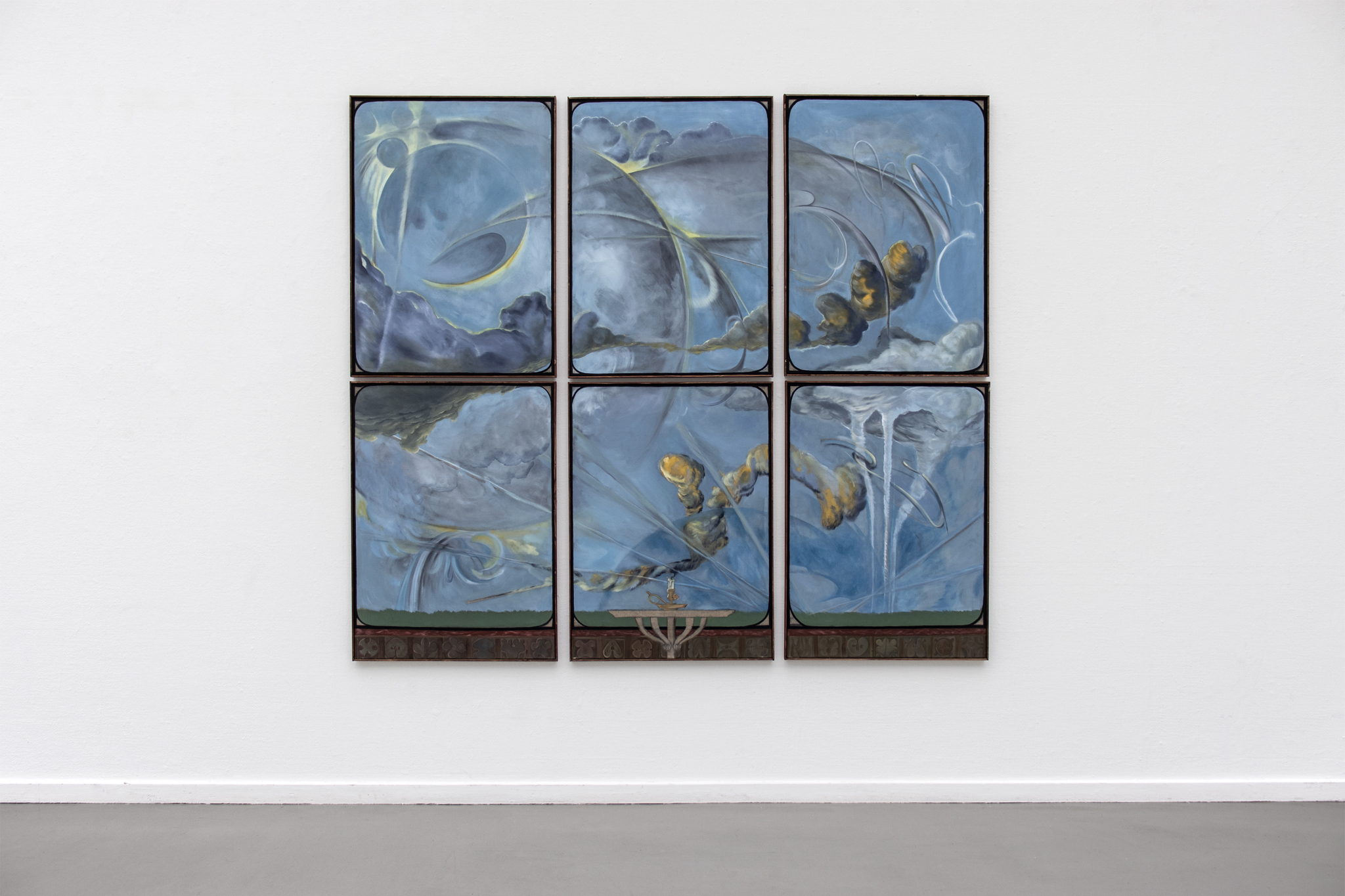 Josefina Anjou / Window view, 2022. Oil on canvas, tinted pine, 215â€‰Ã—â€‰192â€‰cm