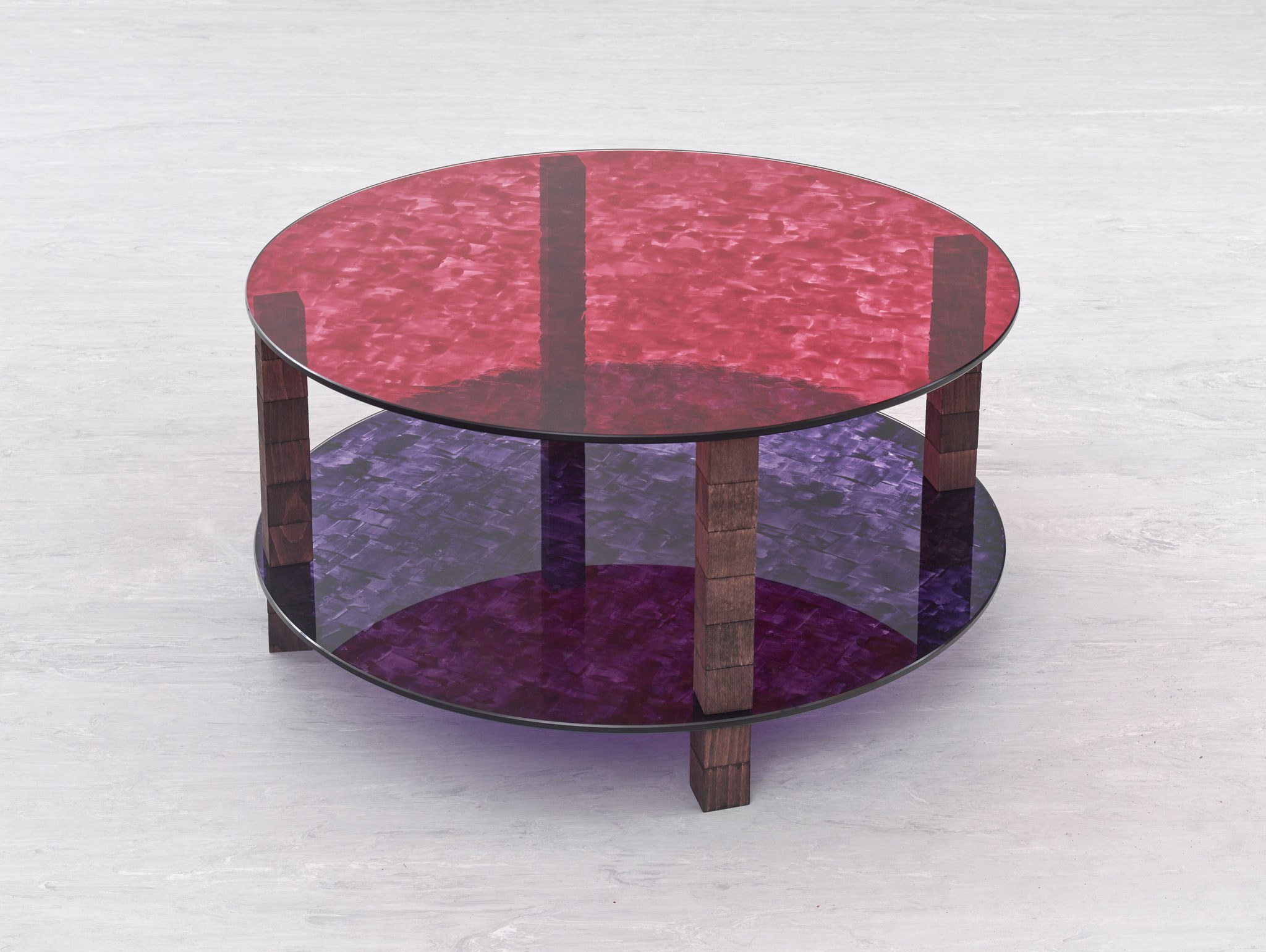 Sunah Choi, "Table Pavillon", 2023, glass, varnish, wood, mordant, 70 x 34 x 70 cm