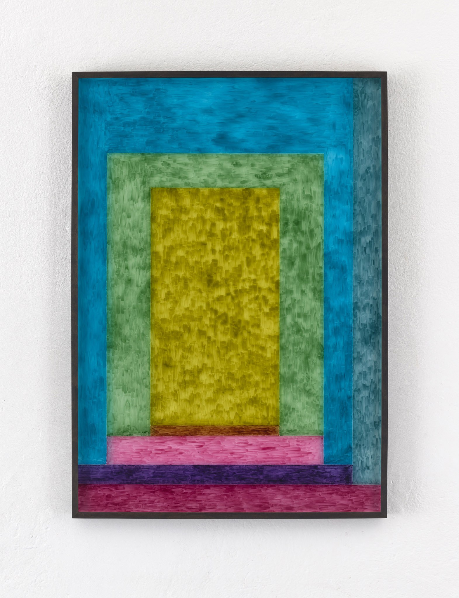 Sunah Choi, "Vitres #6", 2023, painting on glass, 71,8 x 101,8 cm