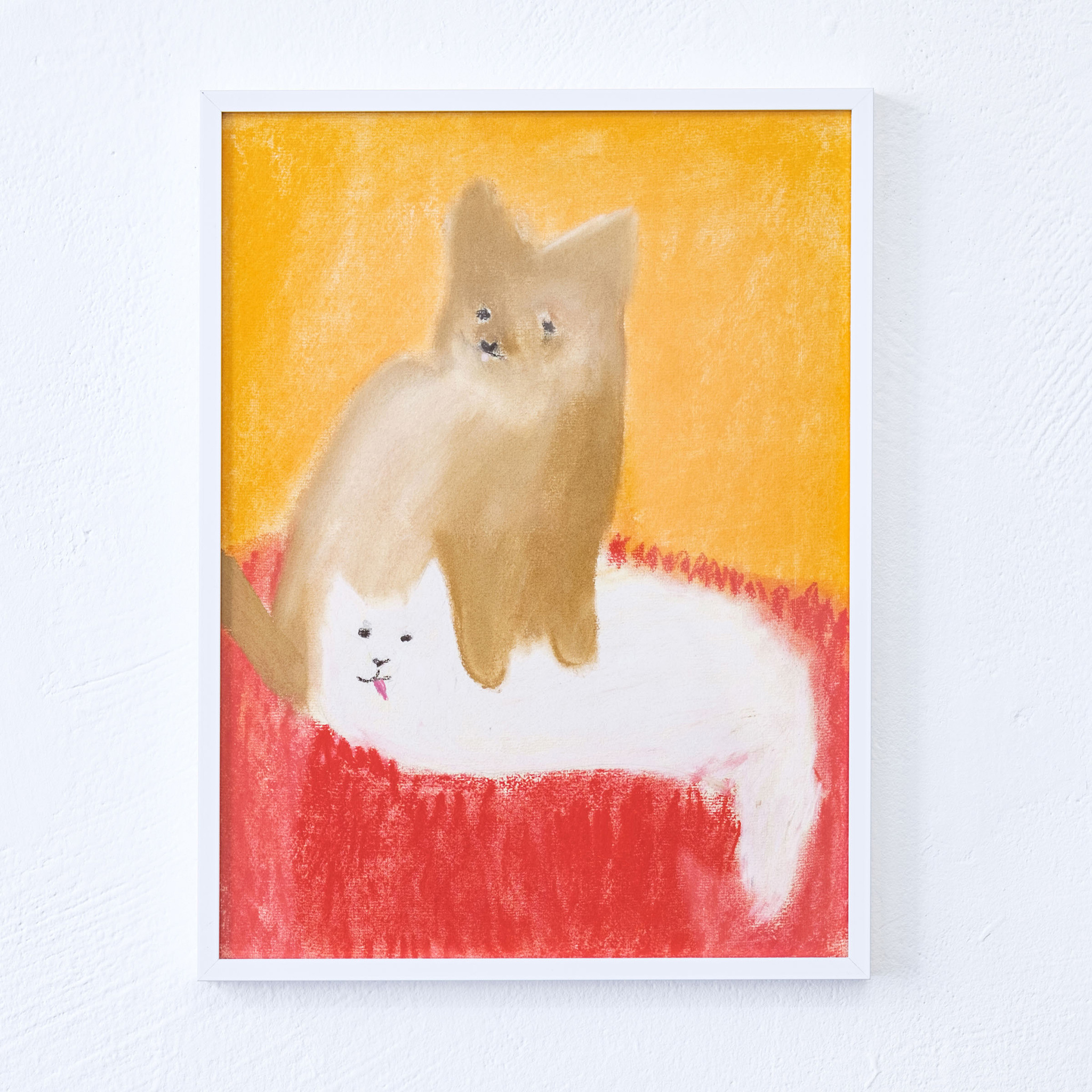 "Real Friends", Pastel on mould made paper, 30 x 40 cm, 2022