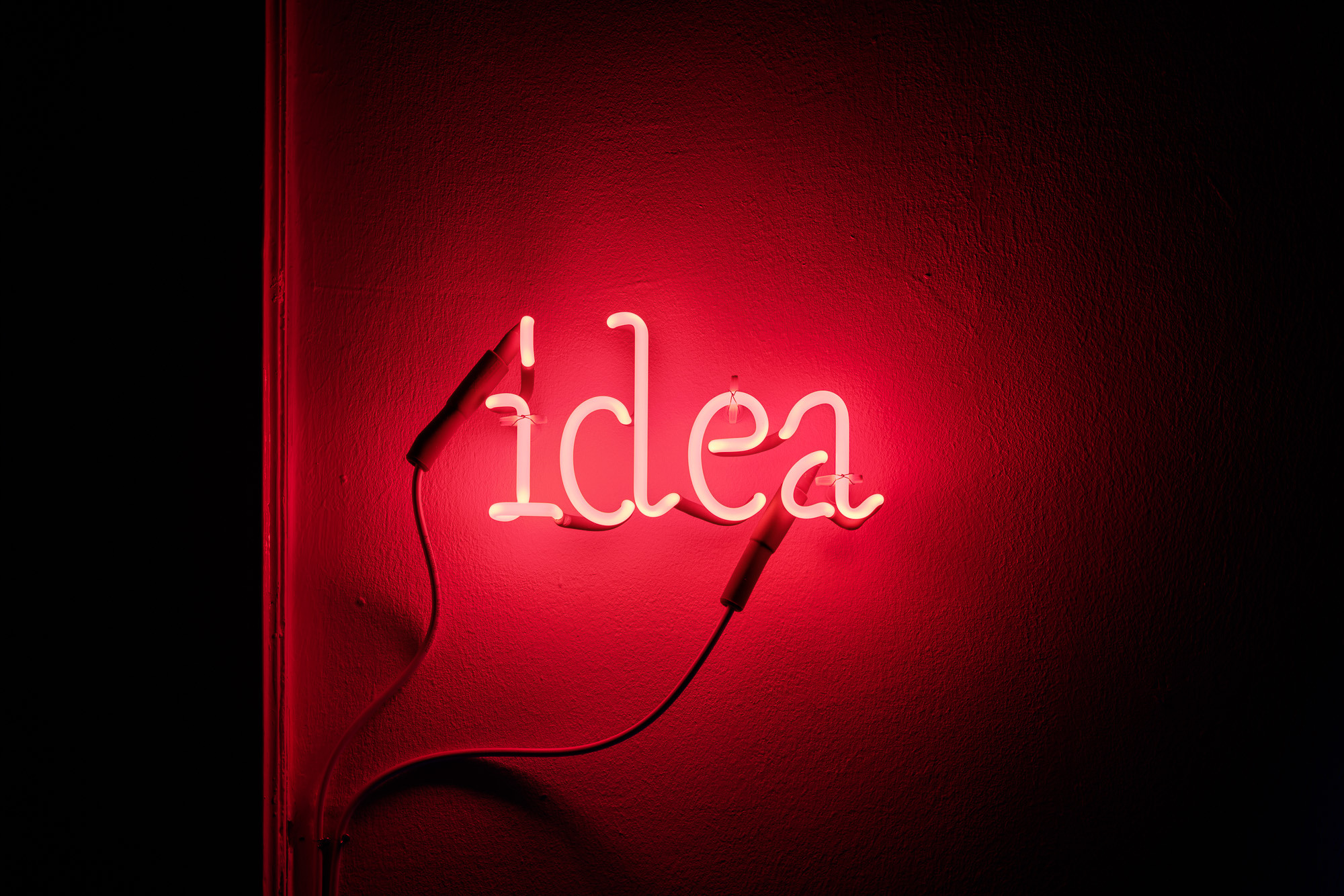 JOSEPH KOSUTH ‘K(U)#3’, 2023 Text reads: idea Red neon mounted directly on the wall 12 x 21 cm © Joseph Kosuth / ARS, New York. Courtesy Christine König Galerie, Vienna.