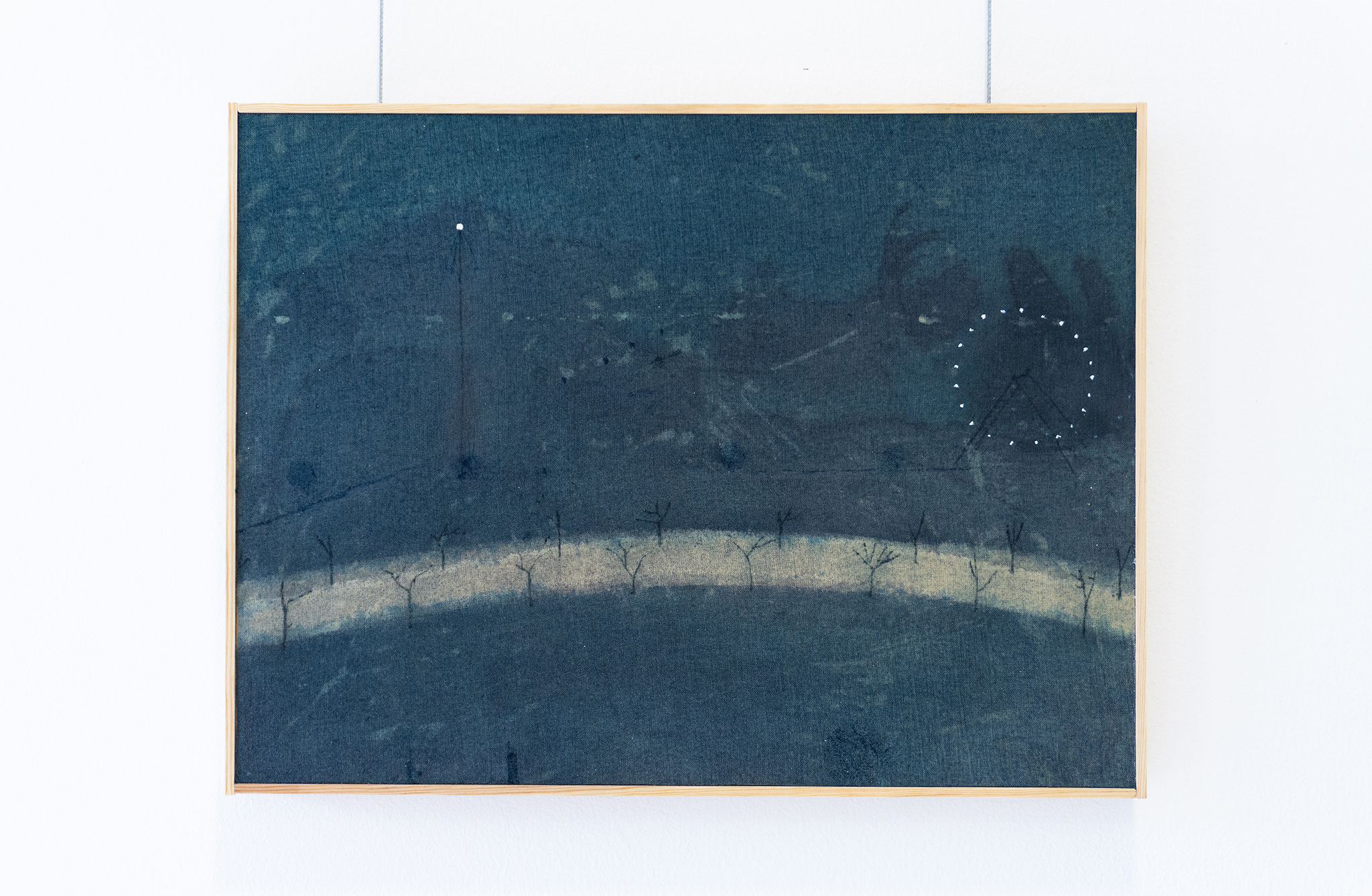 Eiko GrÃ¶schl, old way to the studio (1), 30 cm x 40 cm, oil on wood, cotton, wood frame, 2023