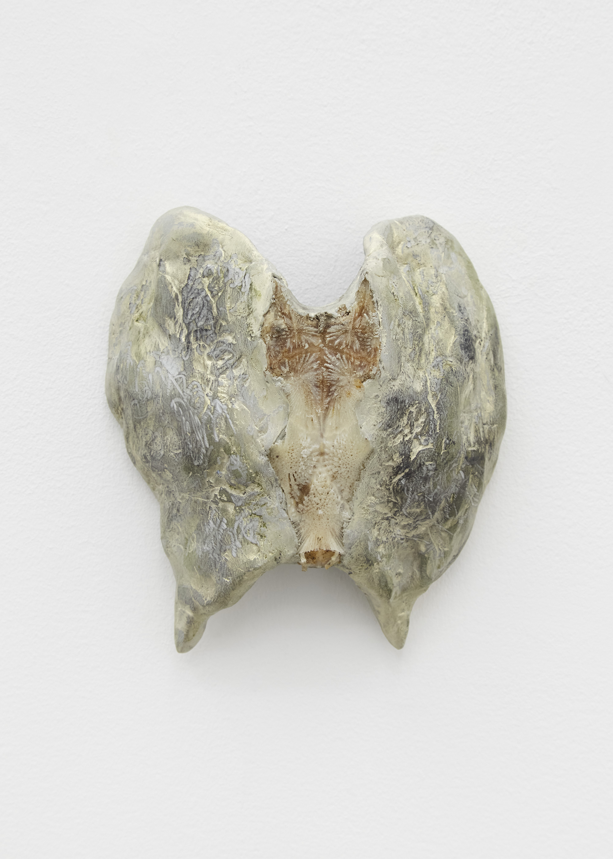   Tristan Higginbotham, Crab Variation (Babel), 2022. Fish skull, resin clay, powdered graphite, acrylic, 16 (H) x 14 (W) x 6 (D) cm