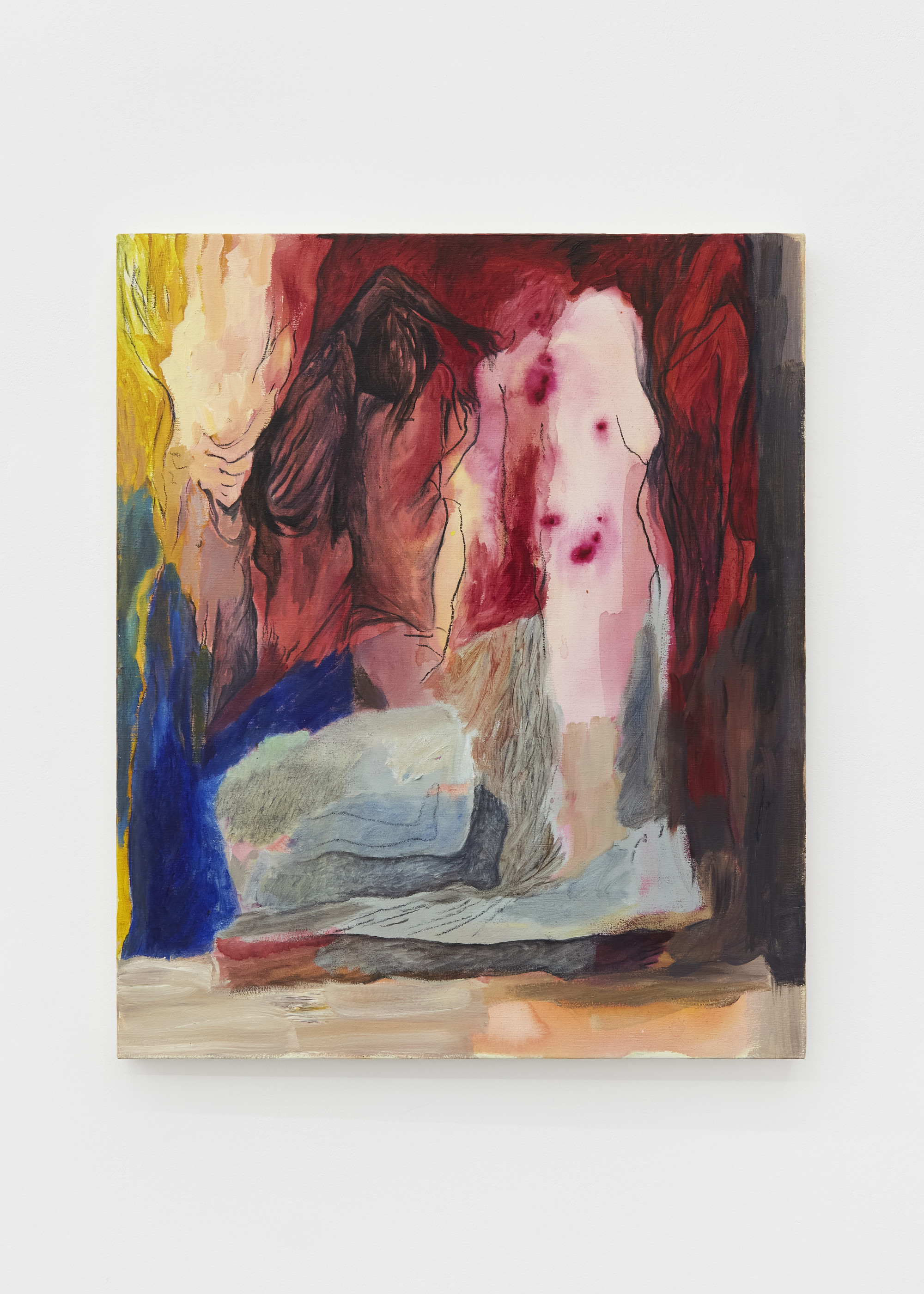 LucĂa Vidales, When IÂŽm gone, 2023. Oil, acrylic and charcoal on canvas, 60 x 50 cm