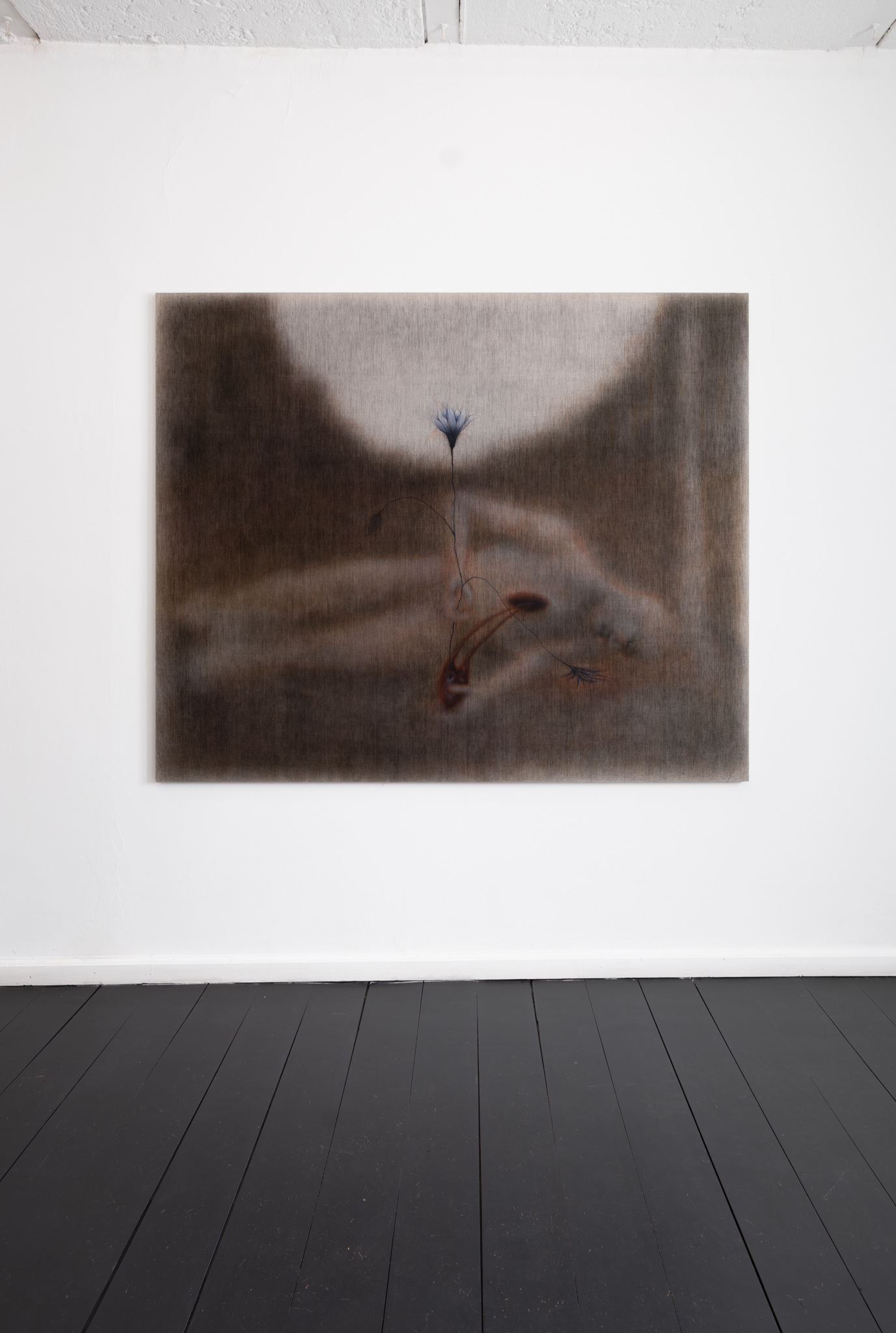 Jędrzej Bieńko, „Human with a Heart in the Hand", 2023, acrylic on linen canvas, 130 x 170 cm, courtesy of the artist and Pola Magnetyczne Gallery, phot. B. Górka