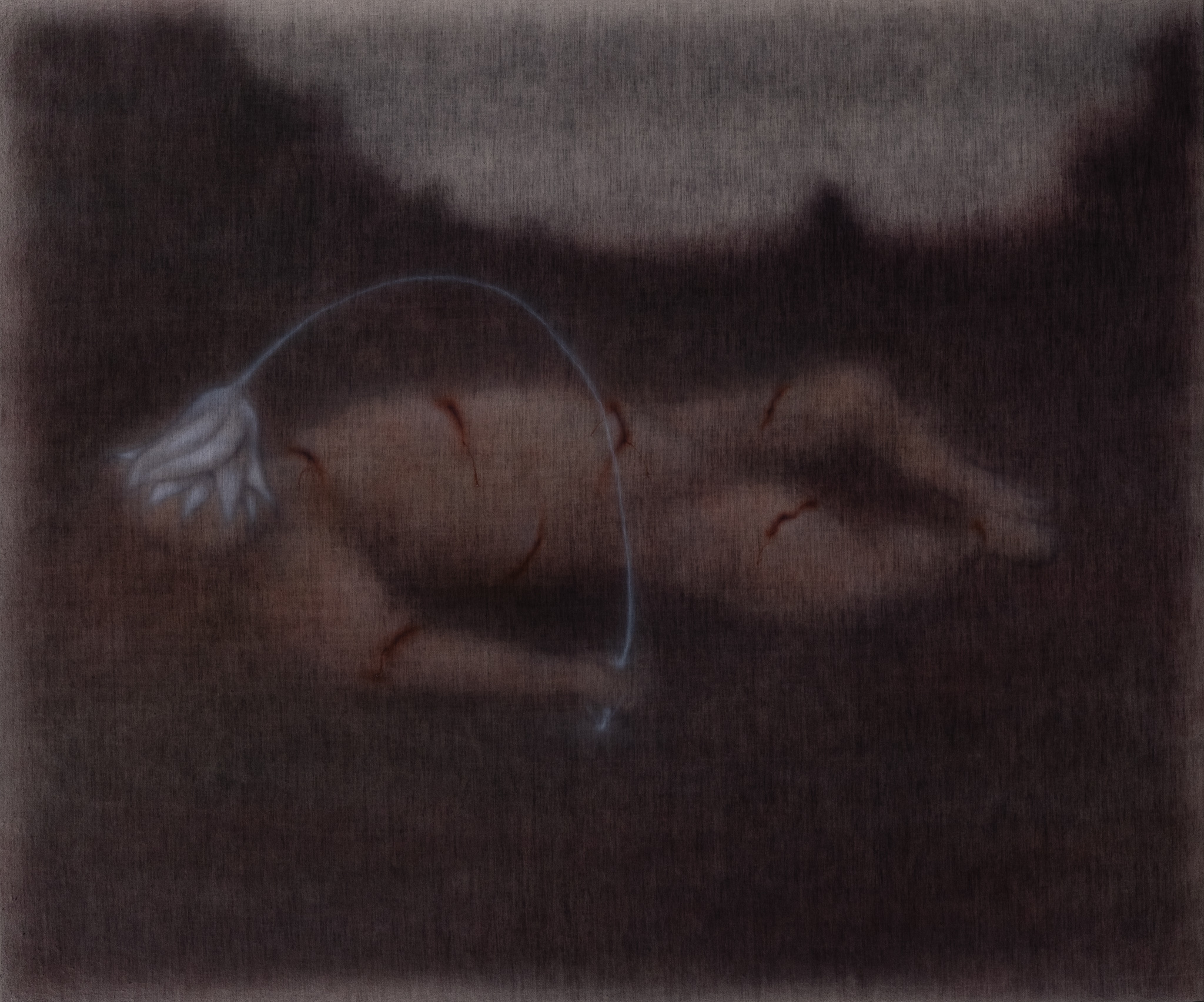 Jędrzej Bieńko, „Human Decomposition", 2023, acrylic on linen canvas, 150 x 180 cm, courtesy of the artist and Pola Magnetyczne Gallery, phot. B. Górka