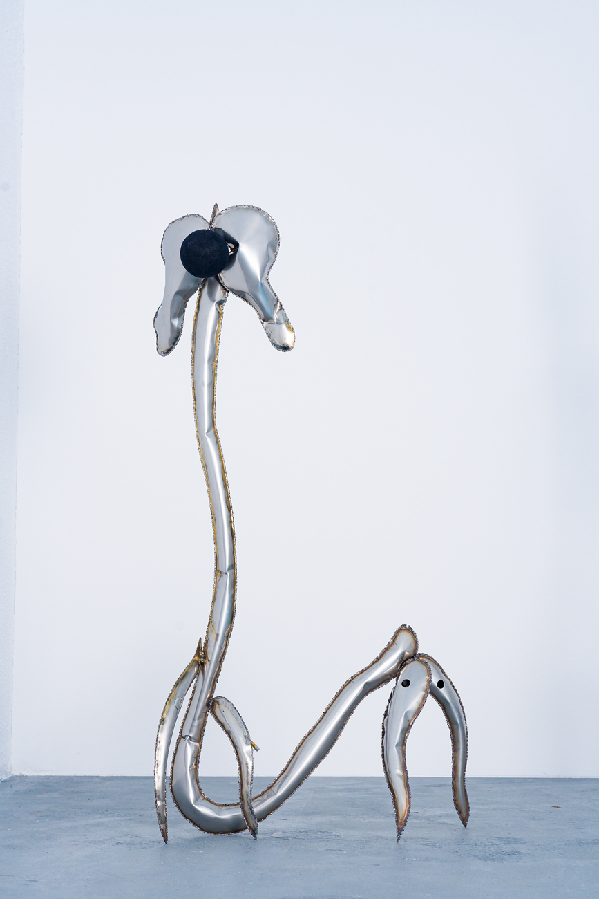 Ovidiu Toader, Princess Mononoke, 2023 Stainless steel & textile paint 130 Ă 70 Ă 30 cm