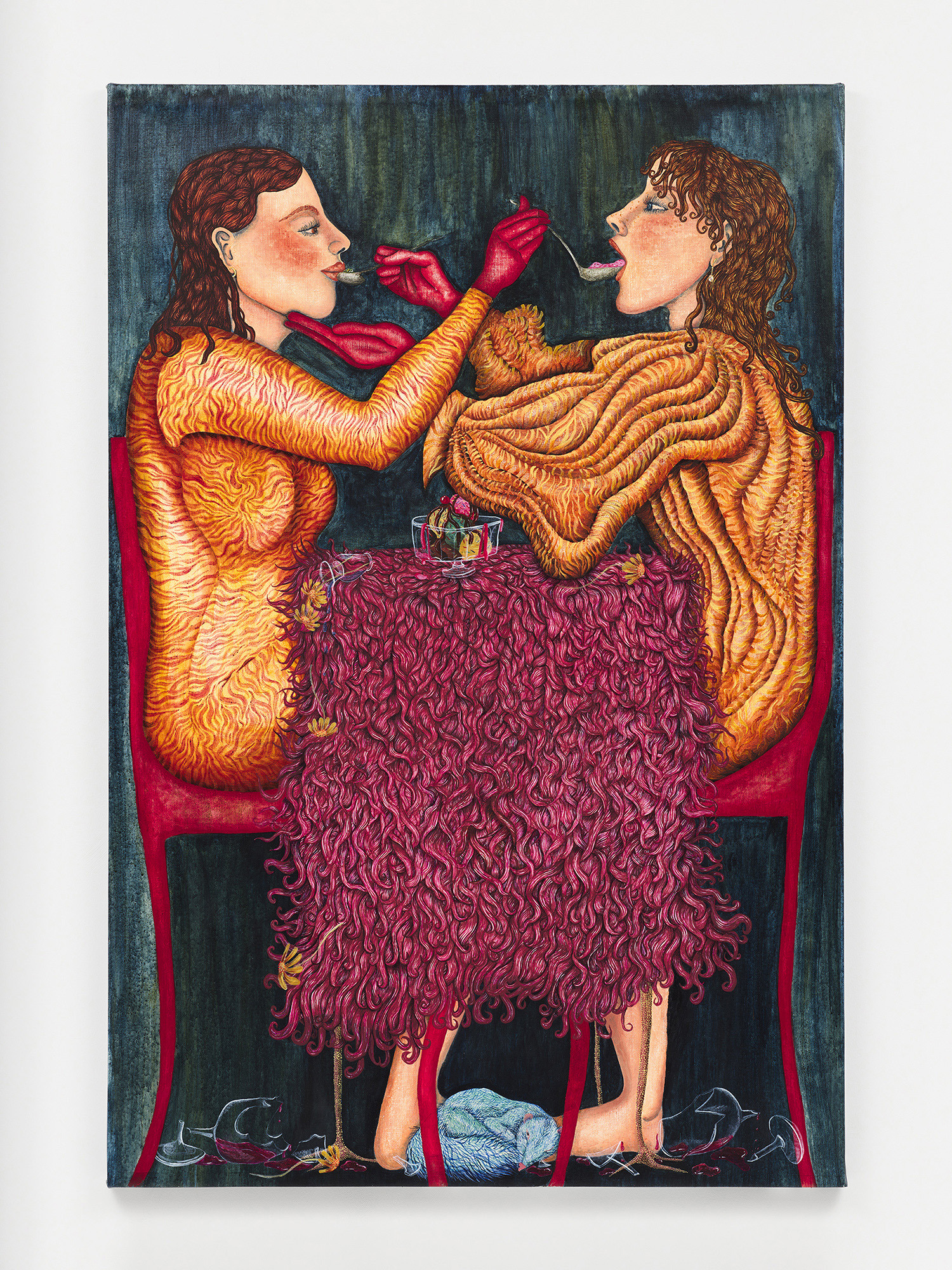 Nell Brookfield, Conversation, 2022, Acrylic Dispersion and Natural Pigment, and Oil Paint on Linen, 183.5 x 122.5 x 3.6cm