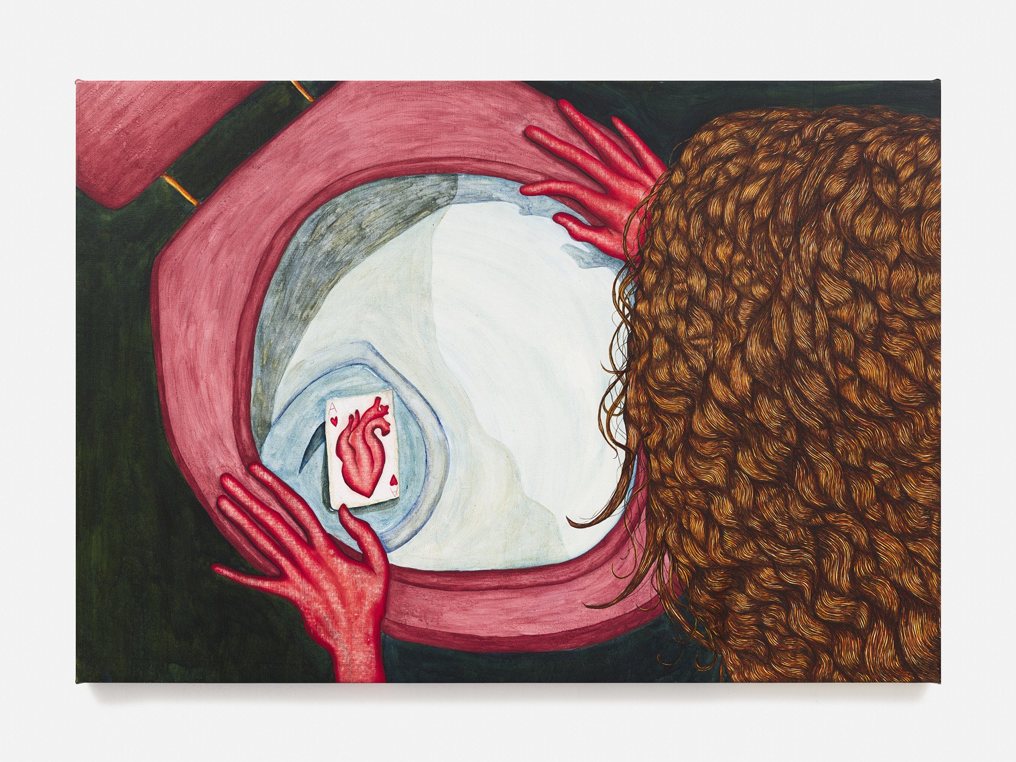 Nell Brookfield, She Threw Up Her Heart, 2023, Acrylic Dispersion and Natural Pigment on Linen, 96.5 x 138.5 x 3.6cm