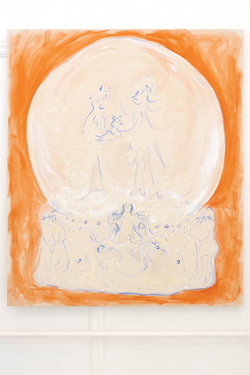 Letizia Lucchetti, "Forever Safe, the Secret to Their Deeds", 2023 (Oil on canvas, 200 x 170 cm).