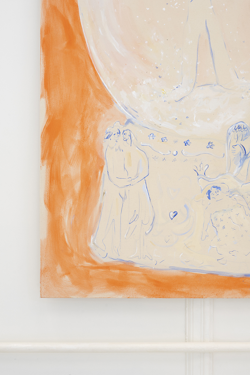 Letizia Lucchetti, "Forever Safe, the Secret to Their Deeds" (detail), 2023 (Oil on canvas, 200 x 170 cm).