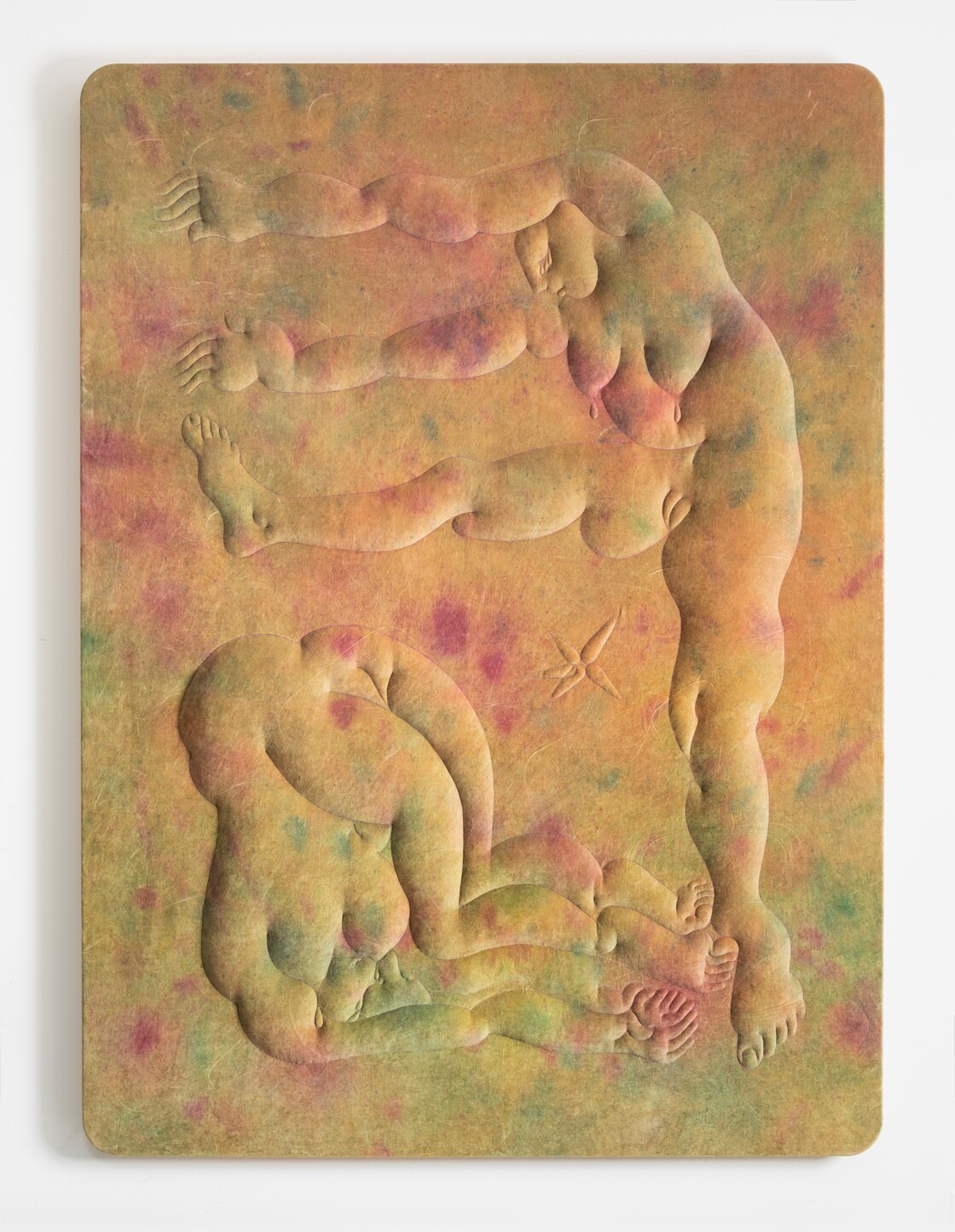 Eliška Konečná, Looking for a Dry Place to Fall, 2023, embroidery, dyed velvet, wood, 180 x 130 cm 