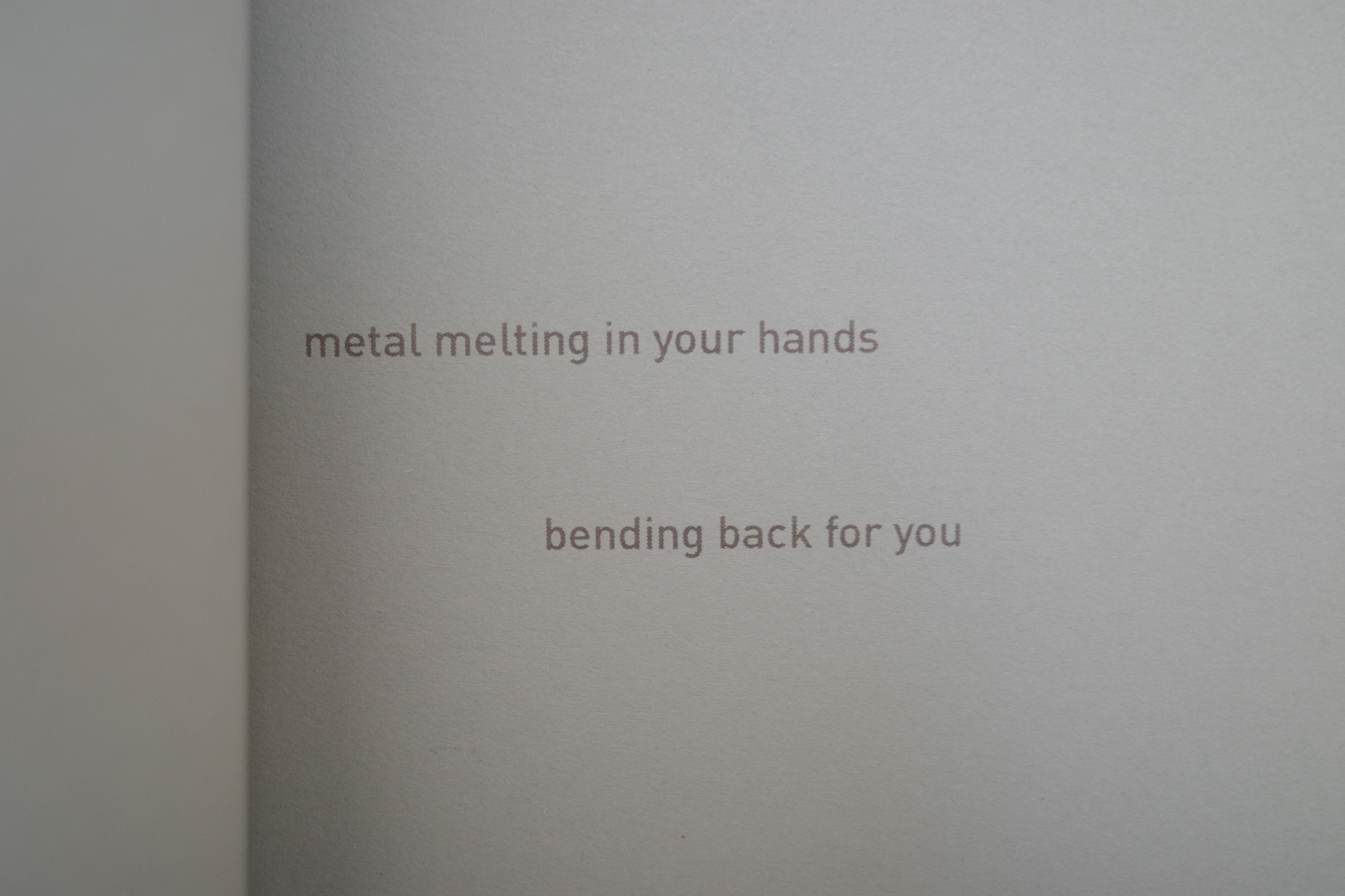 Metal melting in your hands, 2023, printed matter, massive steel. Photo: Anders Aarvik