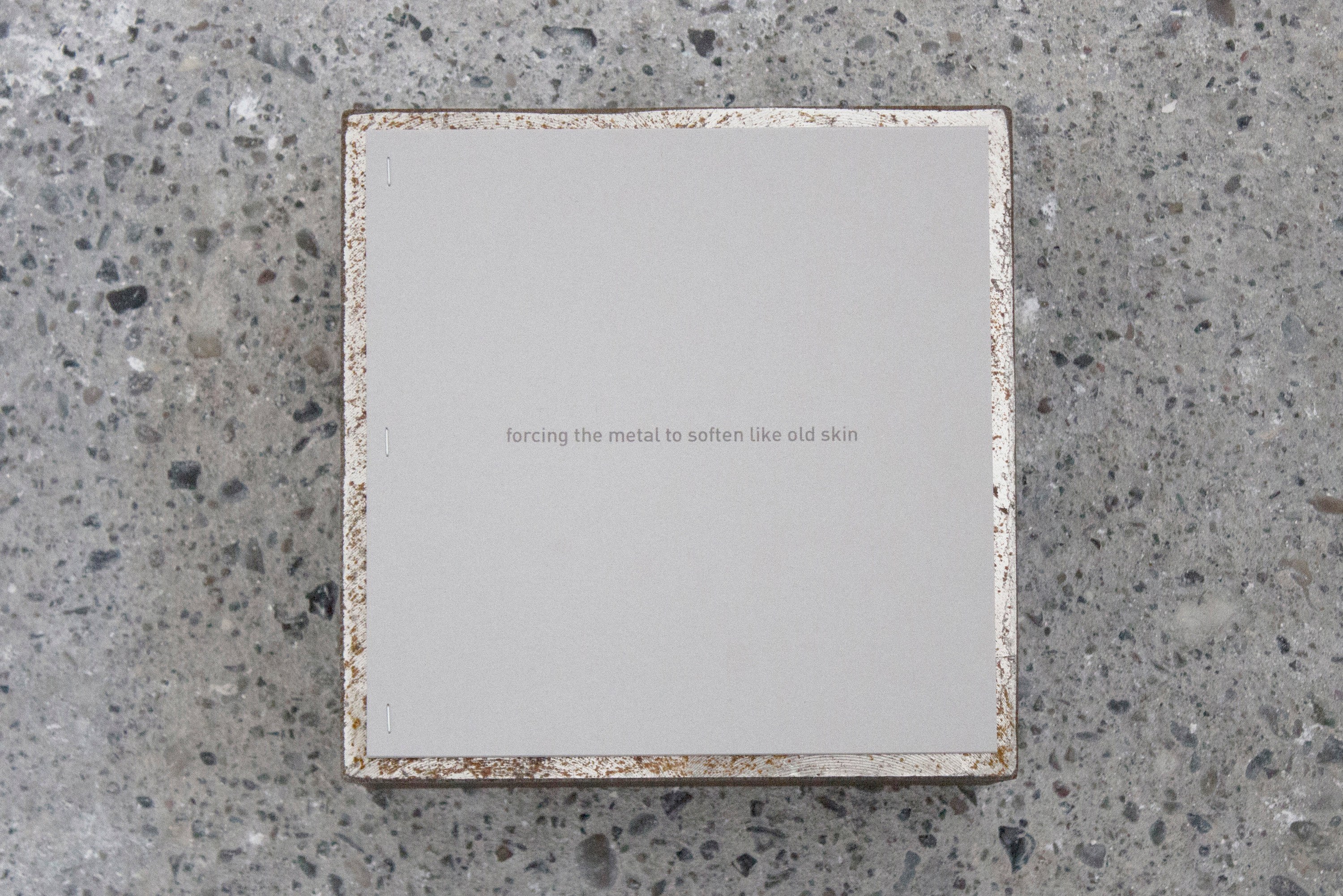 Metal melting in your hands, 2023, printed matter, massive steel. Photo: Sara Ansofidotter