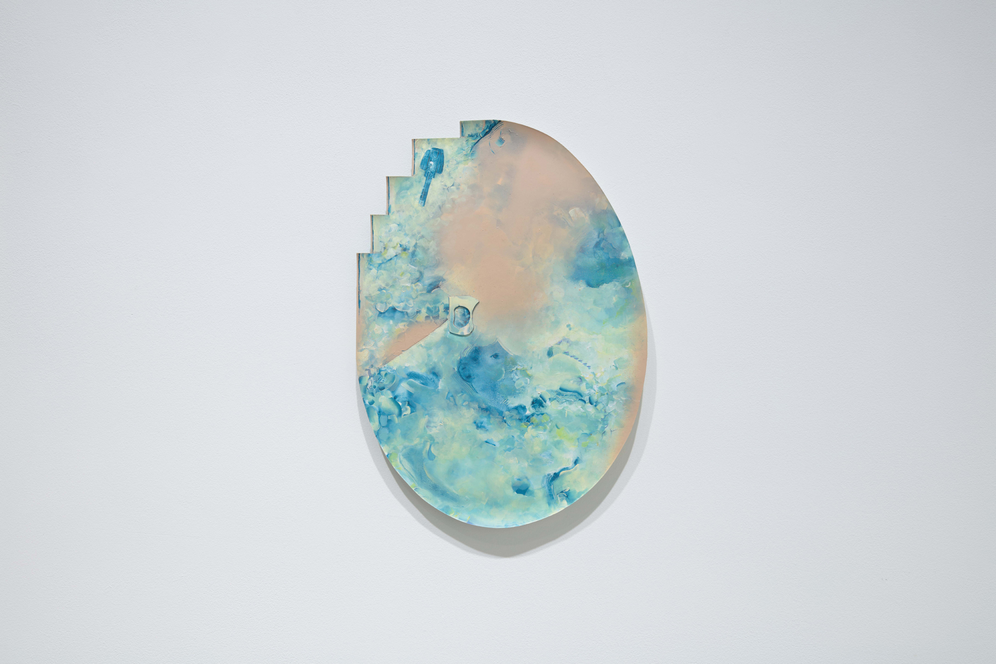 Niels Trannois, KERNING, at Windhager von Kaenel, Zurich, 2023; view on Il y a eu une noria toute la nuit, 2022, oil on laser engraved porcelain paper, 36,5 x 25,5cm