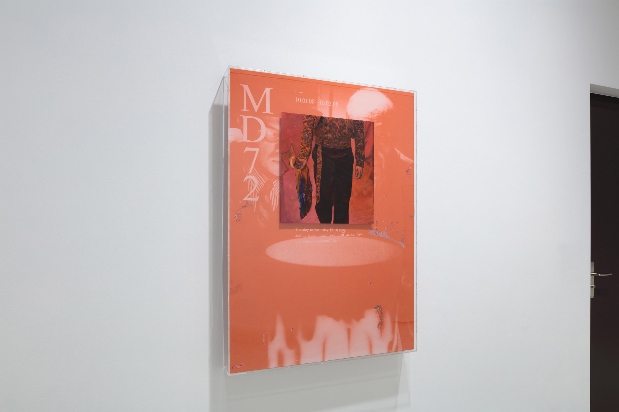 Niels Trannois, KERNING, at Windhager von Kaenel, Zurich, 2023; view on The Sky is Thin as Paper here, 2022, oil on canvas, print on fabric, mdf, plexiglas, DMT, 121 x 87 x 10cm