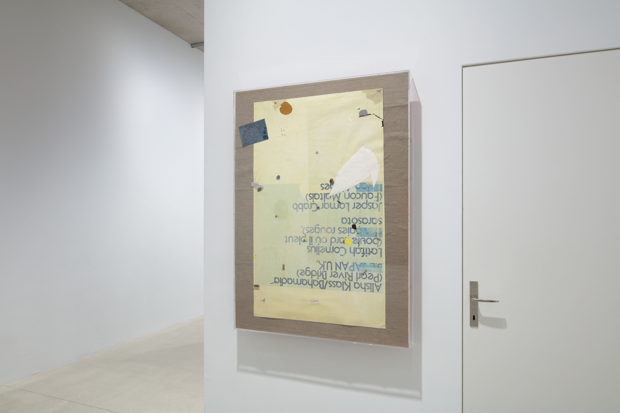 Niels Trannois, KERNING, at Windhager von Kaenel, Zurich, 2023; view on Boulevard où il pleut des baies rouges, 2006-2022, varnished C-print on paper, oil on paper, canvas, MDF, plexigals, 121 x 87 x 10cm
