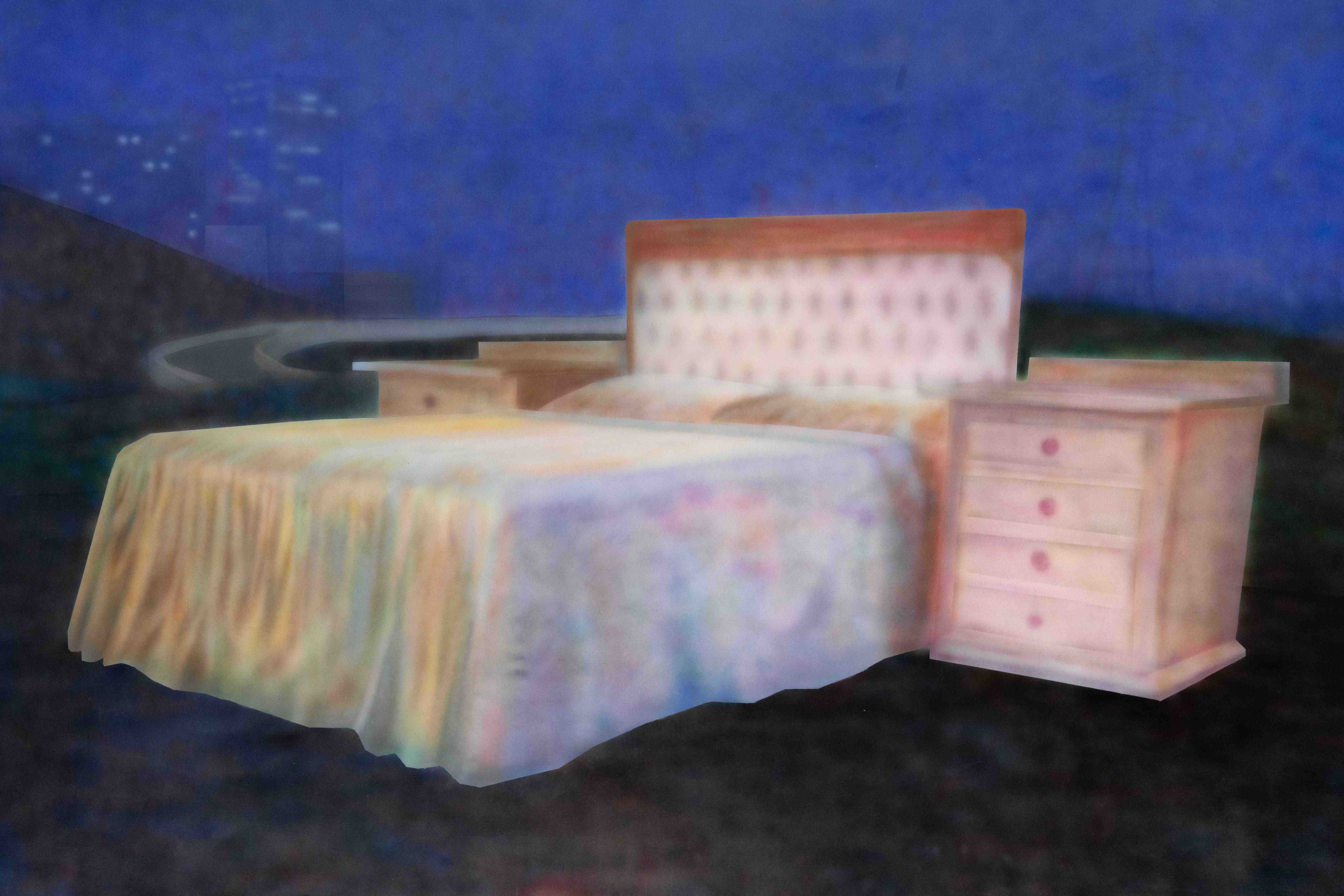 Sasha Yazov “bed”, 2023 acrylic on canvas 200 x 250 cm