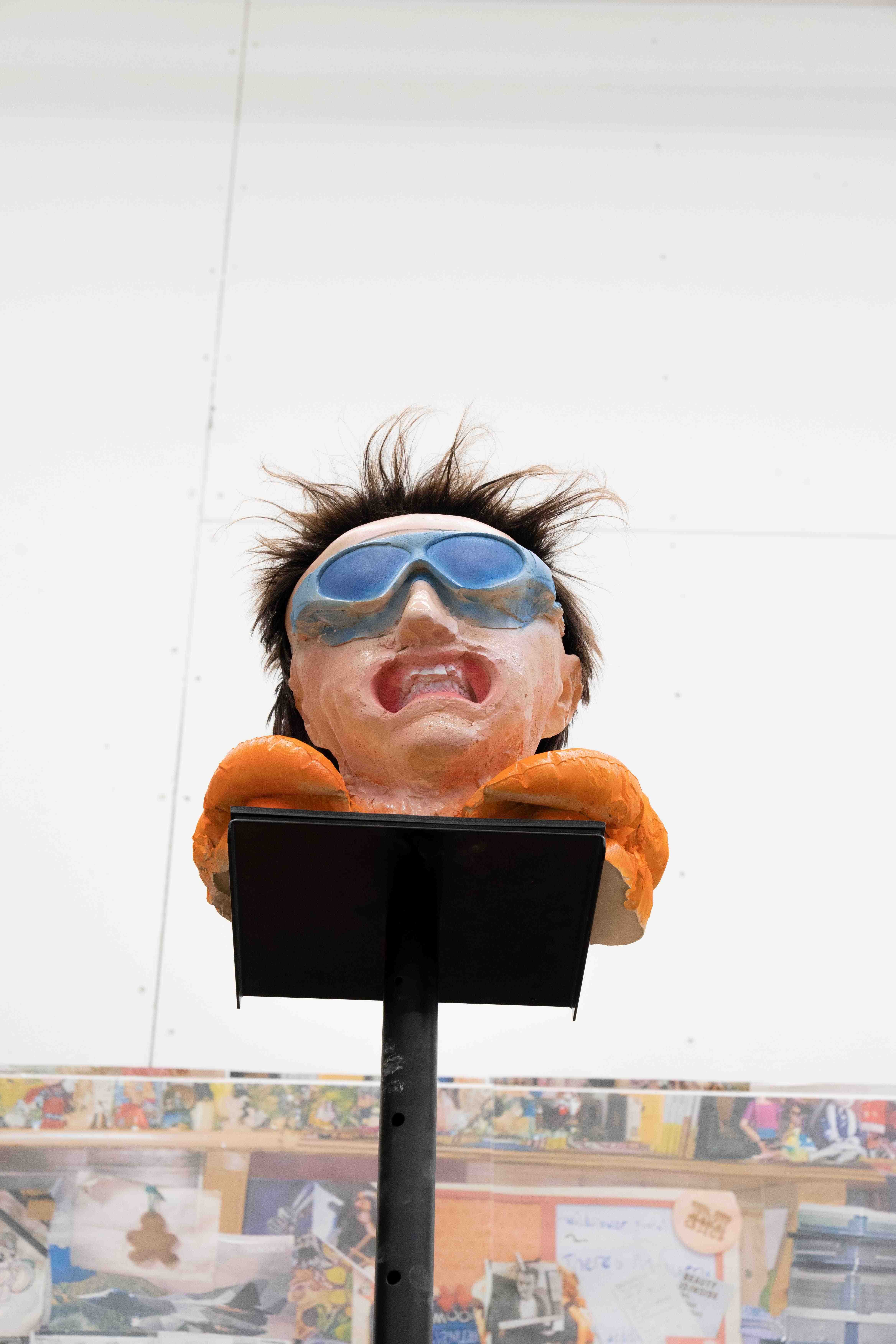 Sasha Yakutina “40-45 sec of freefall”, 2023 acrylic cast, wig