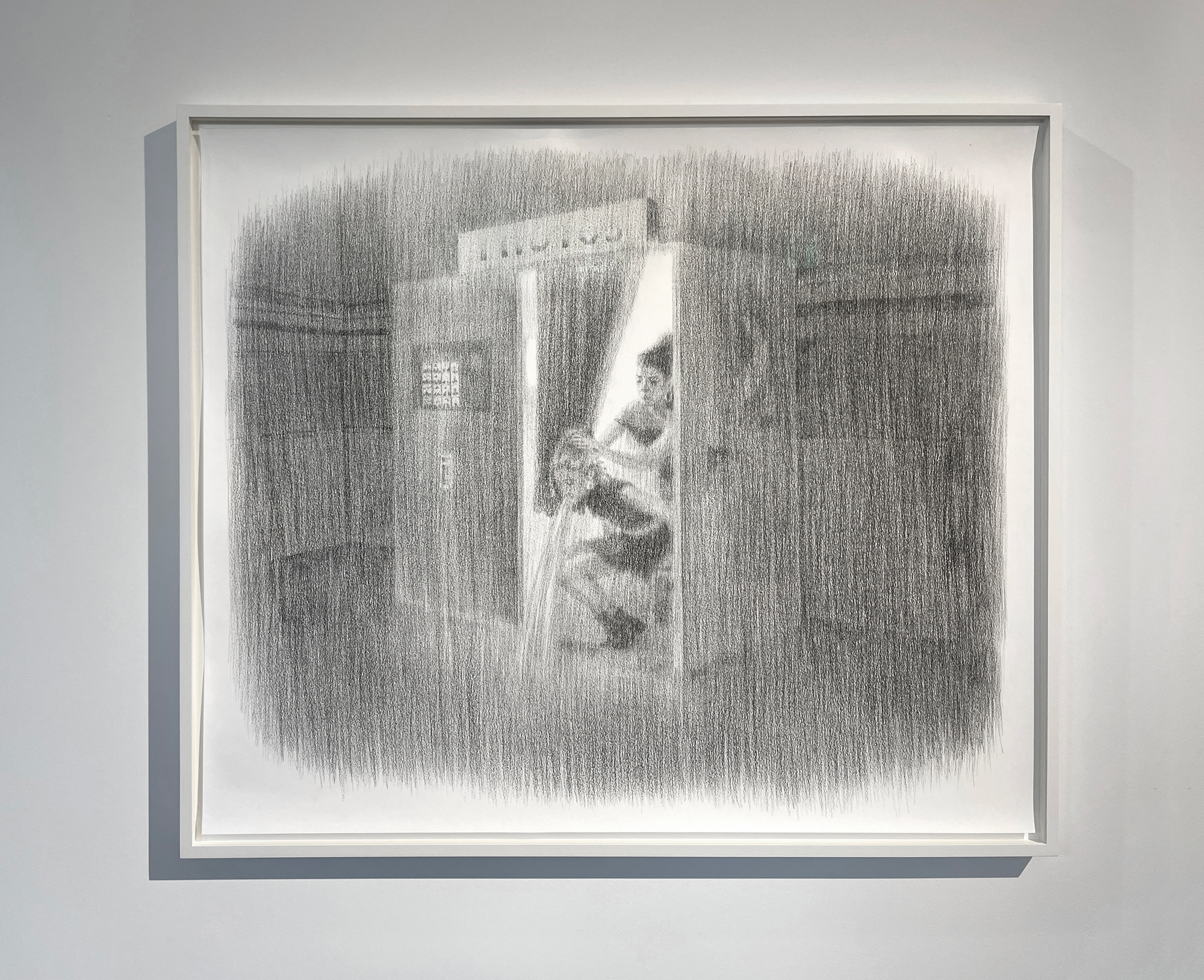 Noi Fuhrer, Photo Booth, 2023, charcoal on paper, 90 x 106 cm, exhibition view