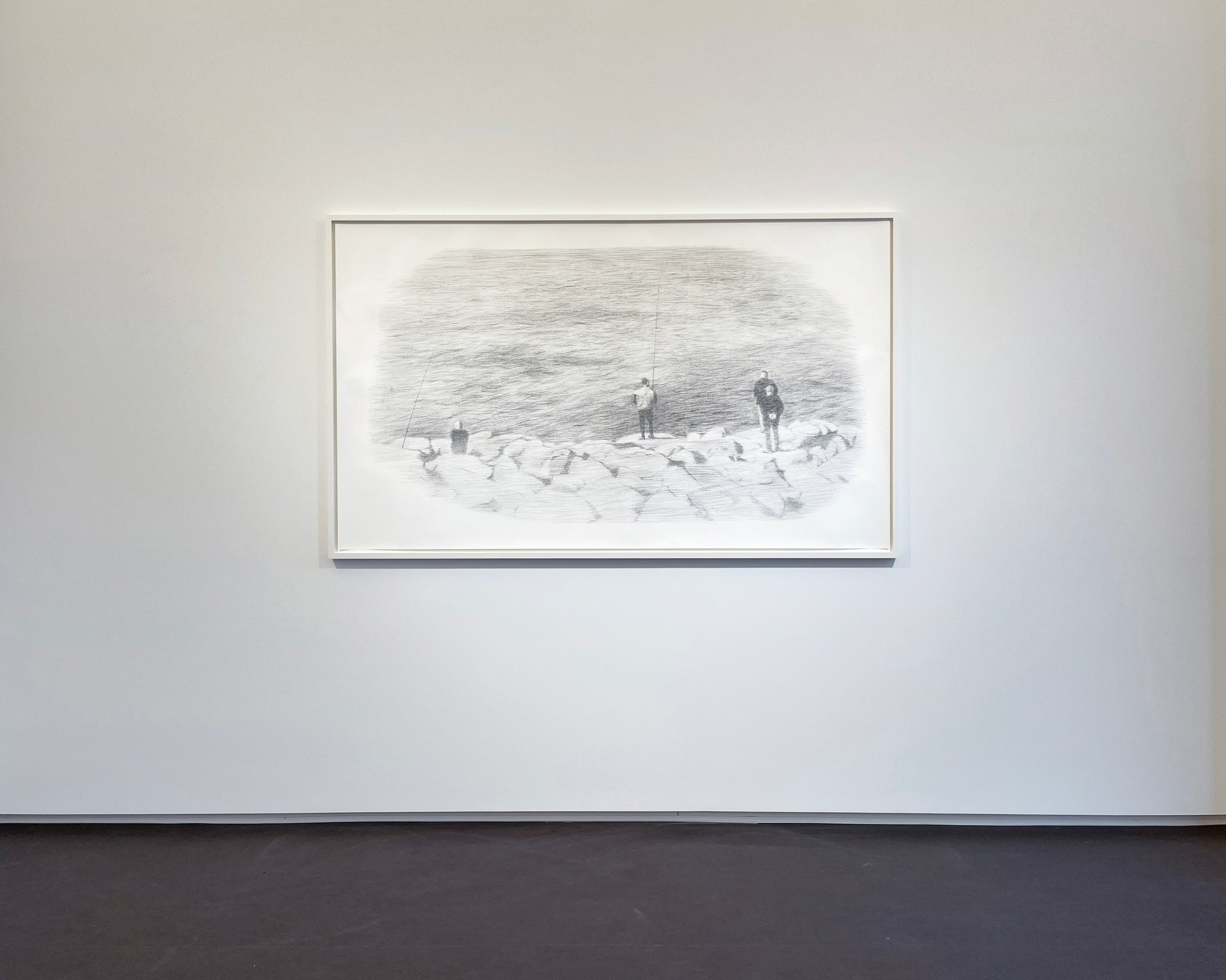 Noi Fuhrer, Sea, 2023, charcoal on paper, 117 x 190 cm, exhibition view
