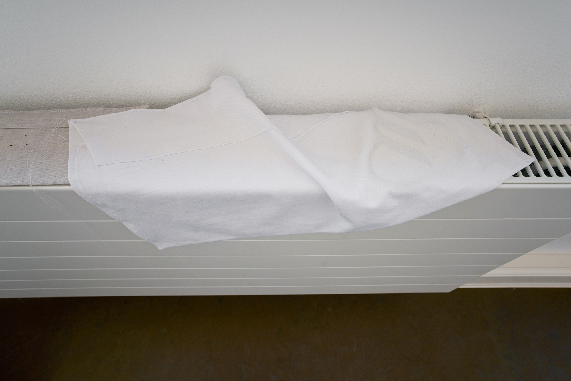 Jáno Möckel, no fear of sleep, 2021, various sewn fabrics, nylon flock, found & auctioned objects, pla filament, lasercutted wood, exhibition view