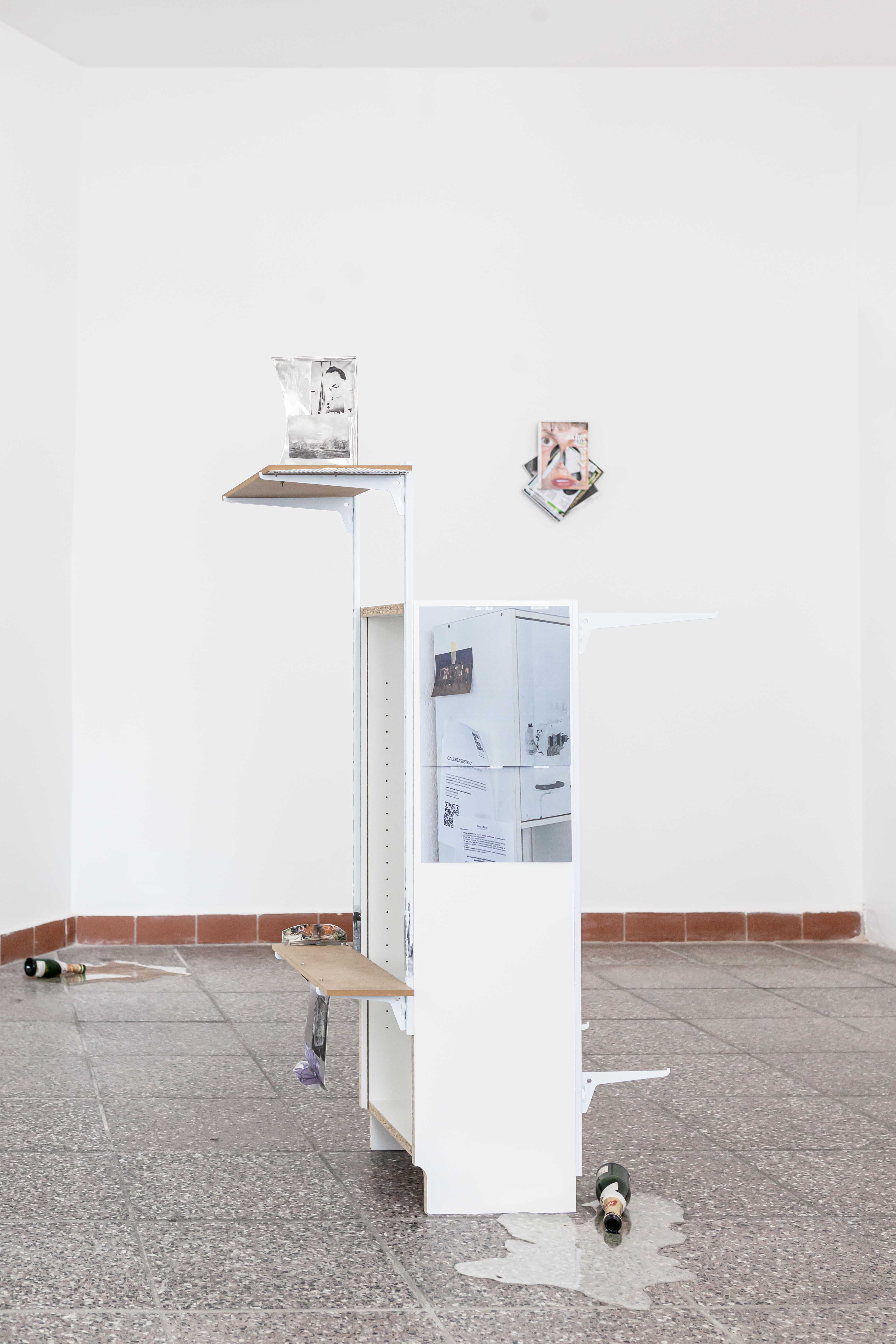 Luka Naujoks: Instructions for BILLY (1) – Ikea shelf, MDF, bars, print, aluminium sheet, photo transfer, 2023