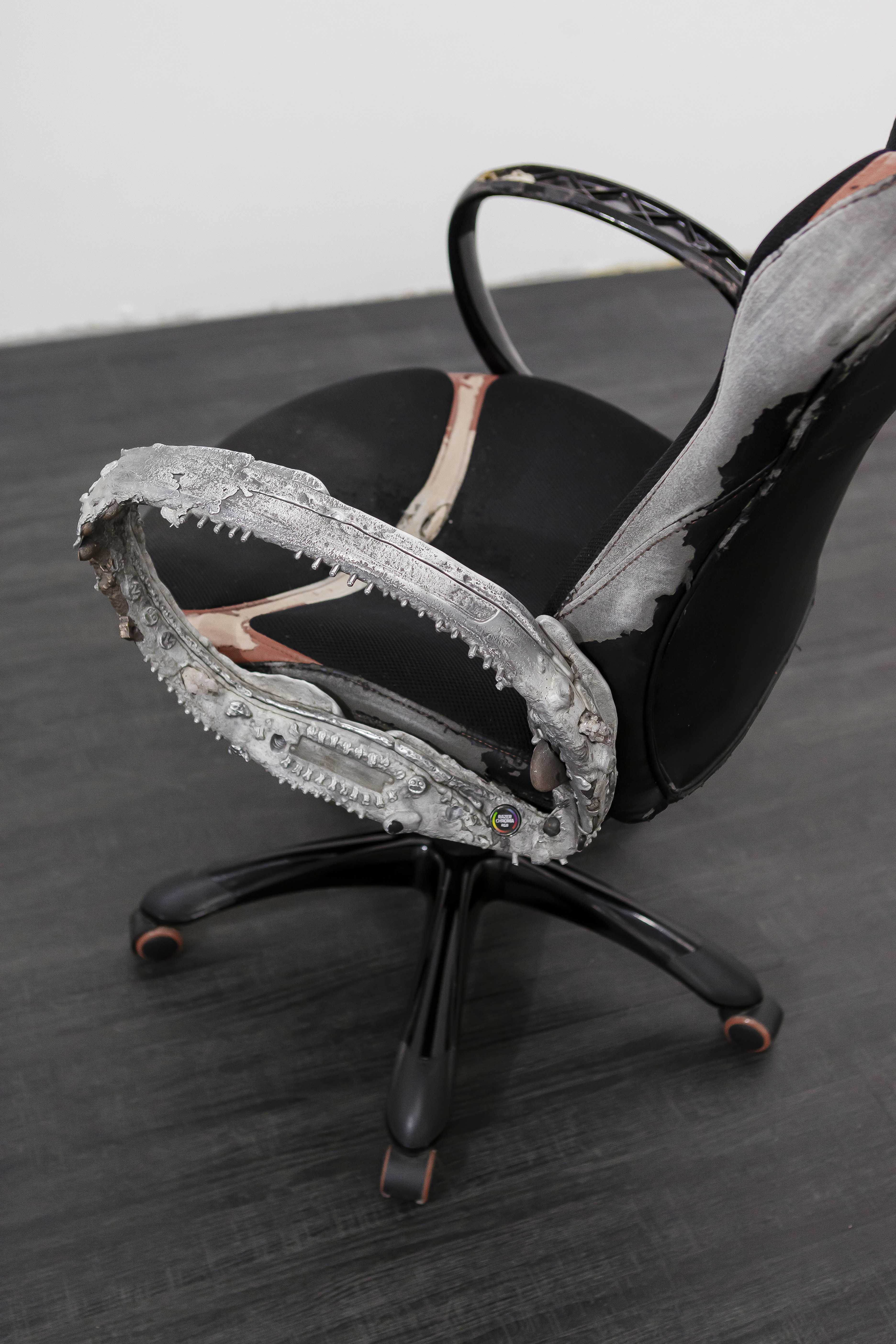 Detail of Janne Schimmel "Desk chair repair (2)" 2023