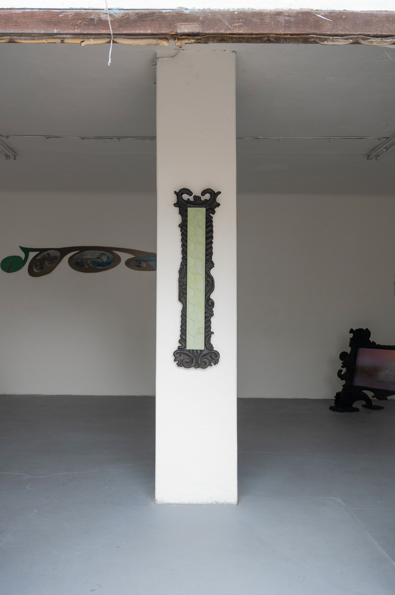 Eetu Sihvonen, Struggle Builds Character, 2023, burnt pine wood, linseed oil, soy based resin, oil pastel