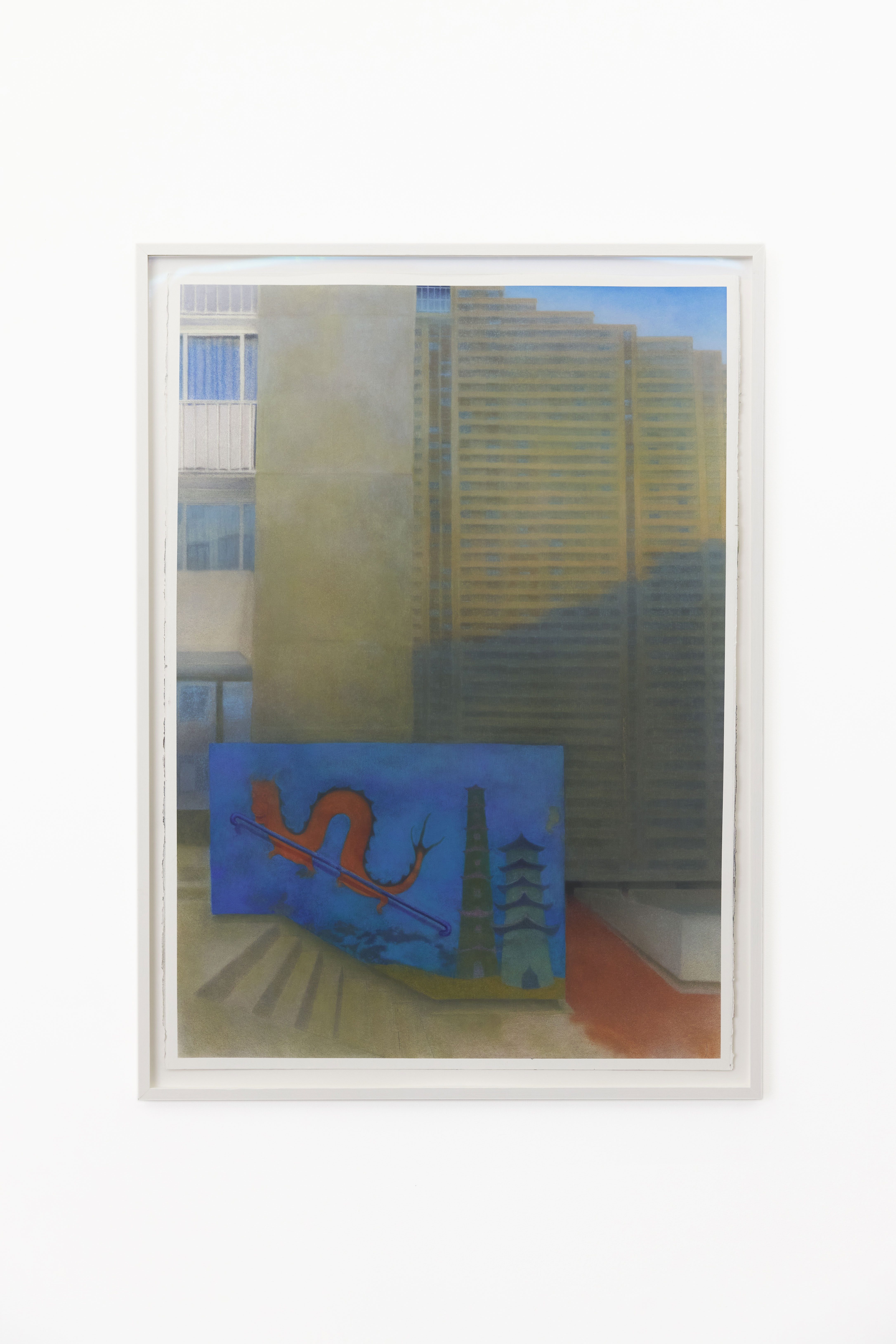 Pagodes, 2023 Pastel on paper 105 × 75 cm (framed: 112 × 82 cm). Courtesy of the artist and Crèvecœur, Paris. Photo: Alex Kostromin