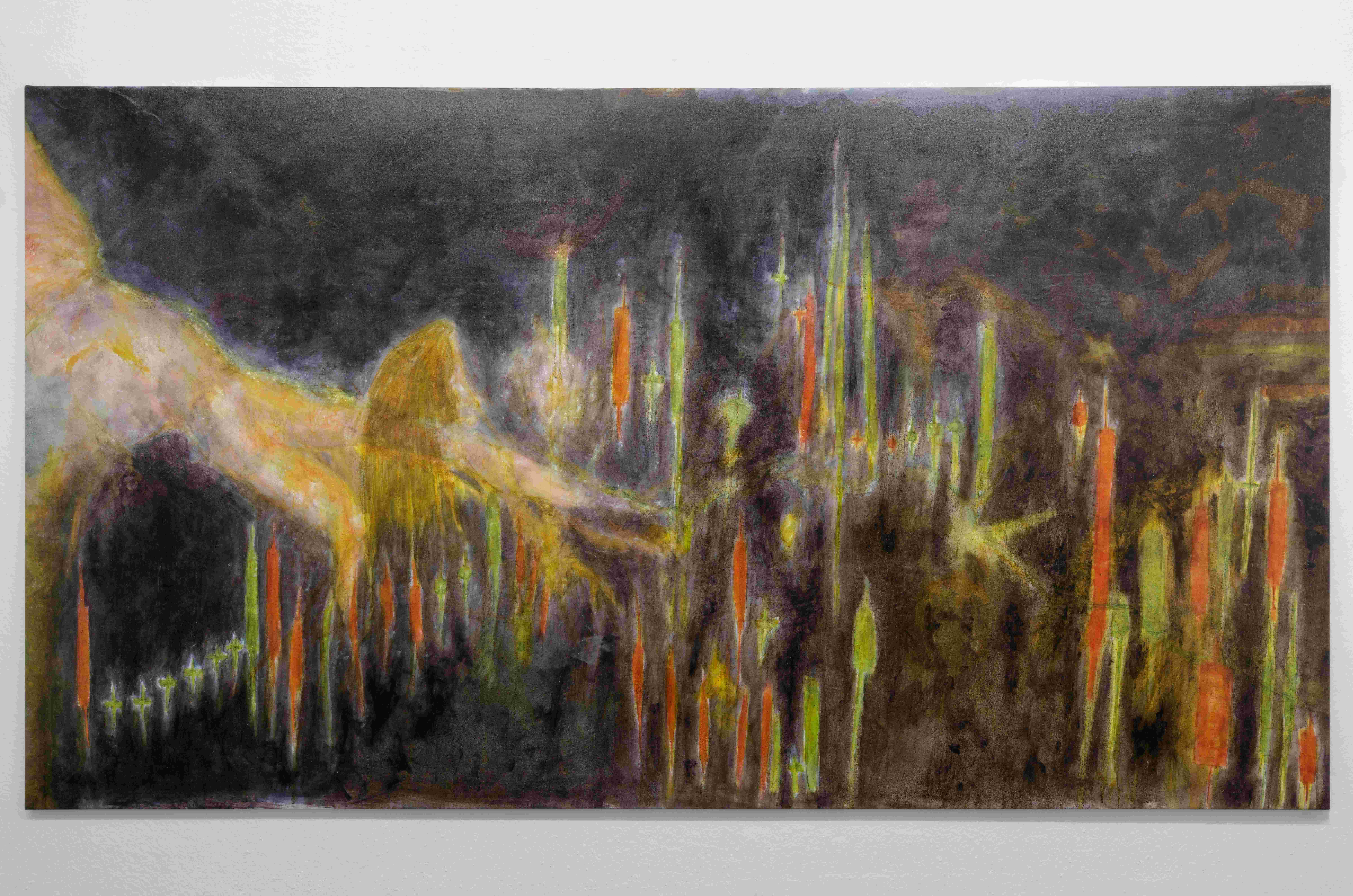 Andy Schumacher, terrestrial/celestial chart, 2023, Oil on canvas, 280cm x 155cm