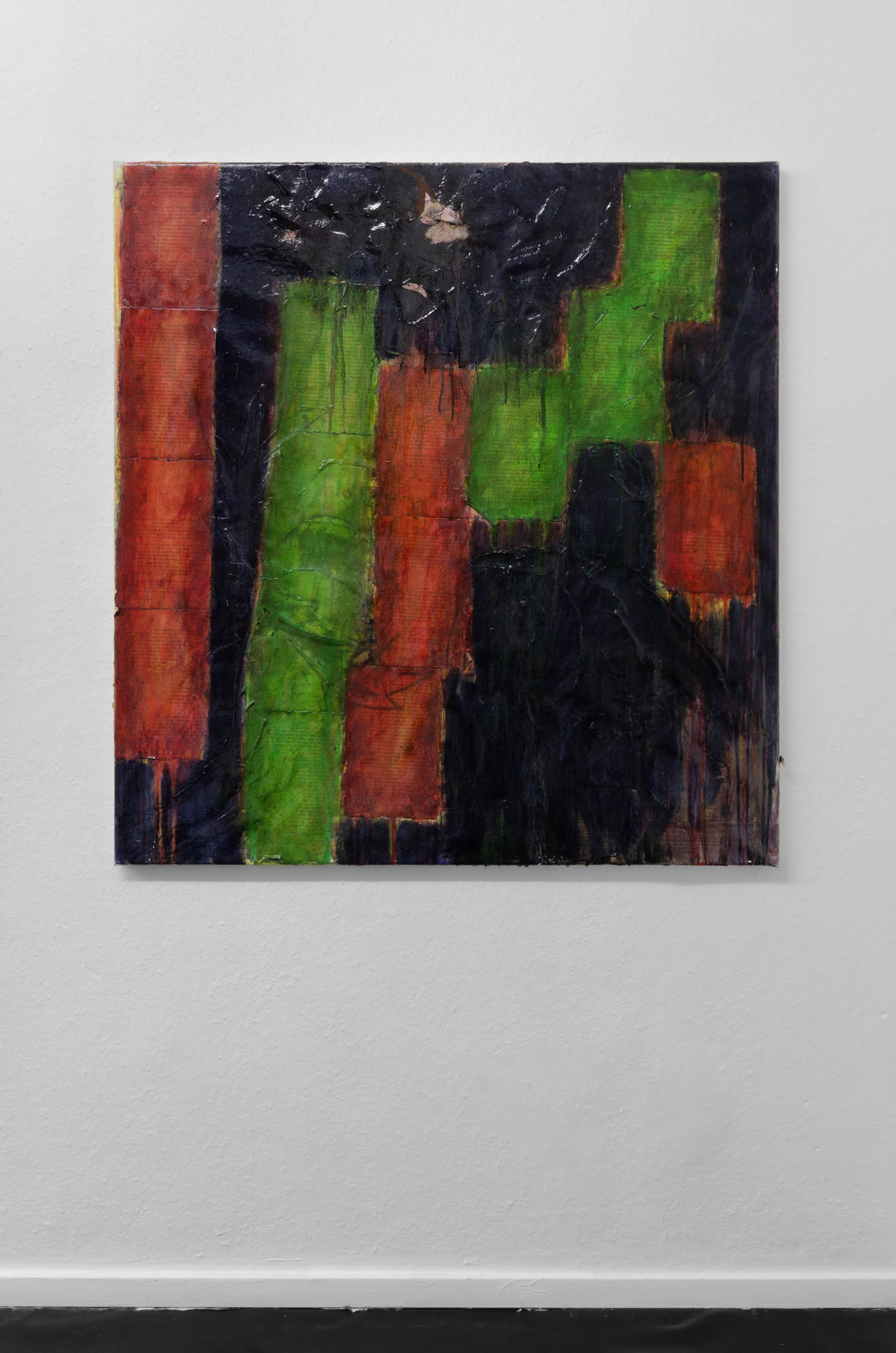 Andy Schumacher, expressionist chart, 2023, Oil, paper on canvas, 95cm x 90cm