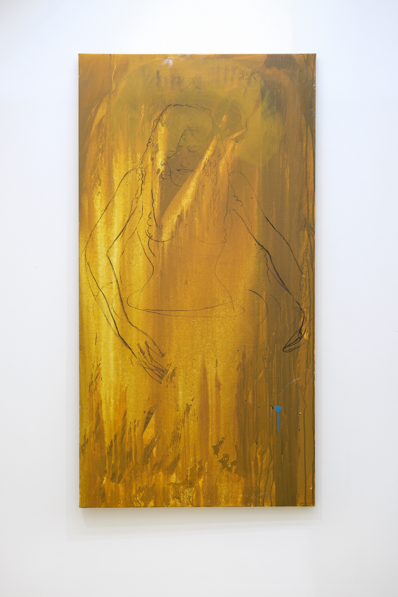 INÈS DI FOLCO DJEMNI: MAÏA, LA MARSA, 2023 - Oil and pigments on silk 124 x 65 cm 