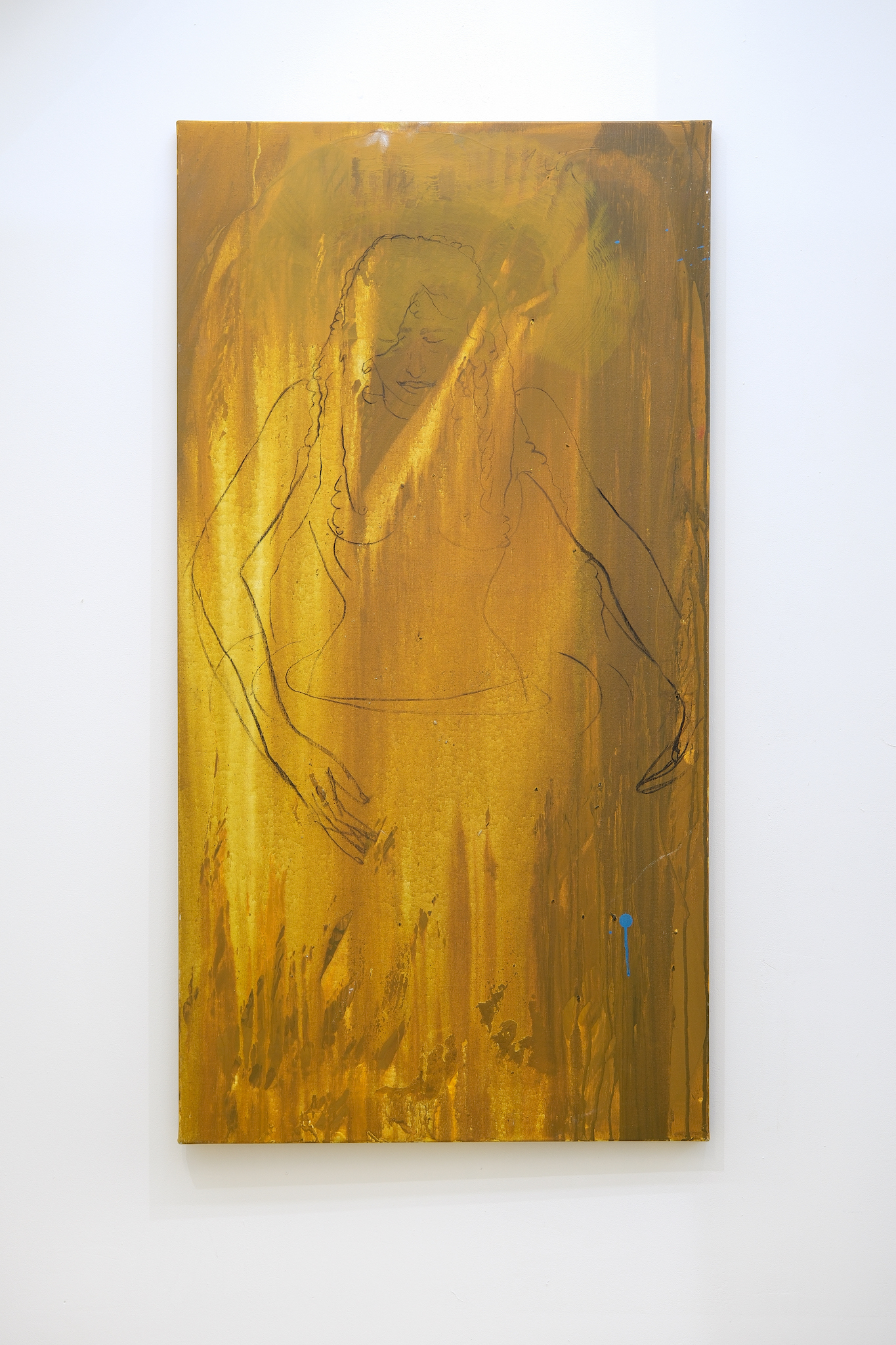 INÈS DI FOLCO DJEMNI: MAÏA, LA MARSA, 2023 - Oil and pigments on silk 124 x 65 cm
