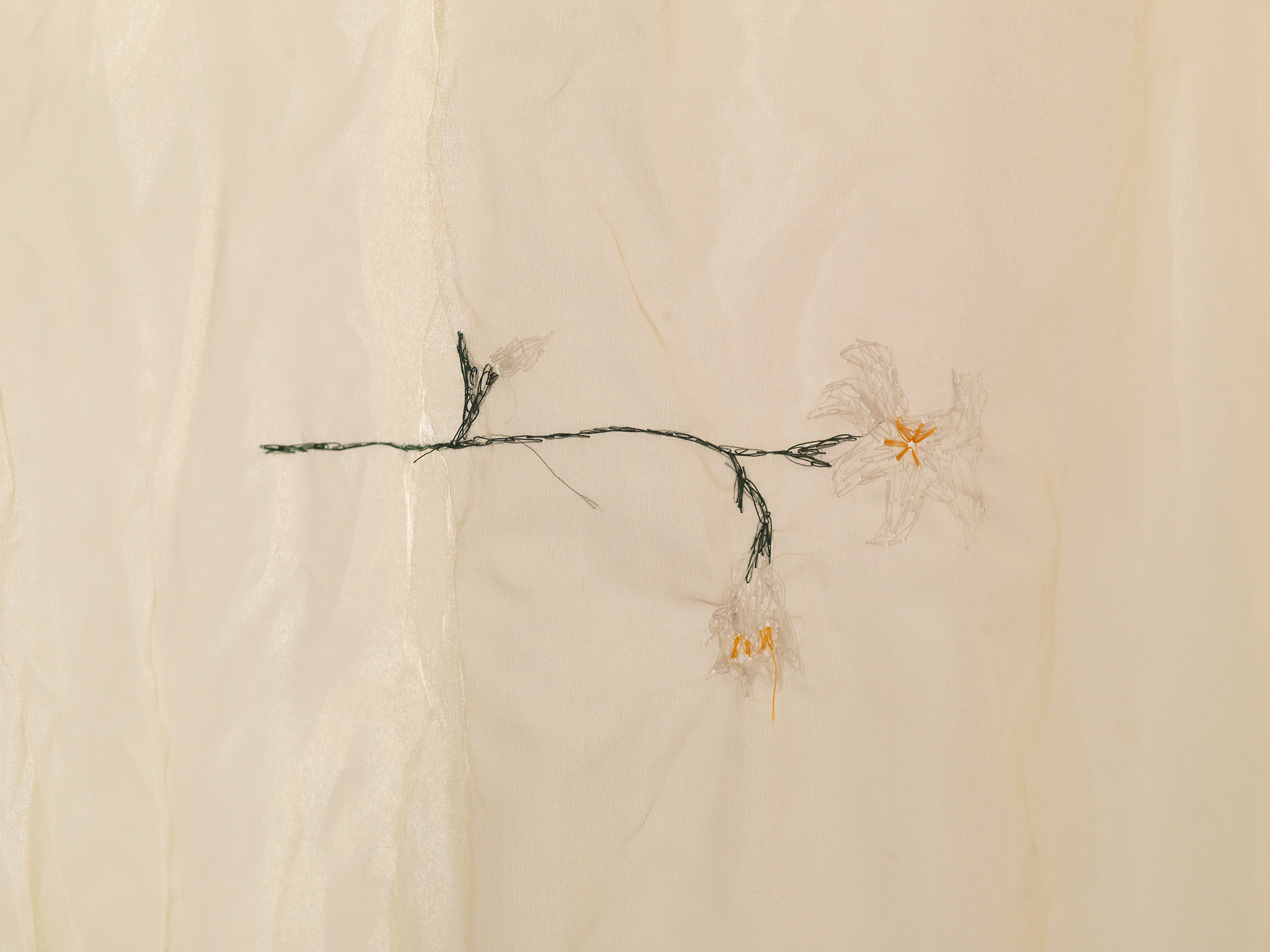 Adam Christensen, Wild flower memories, Metalic silk textiles, dimensions variable, 2023