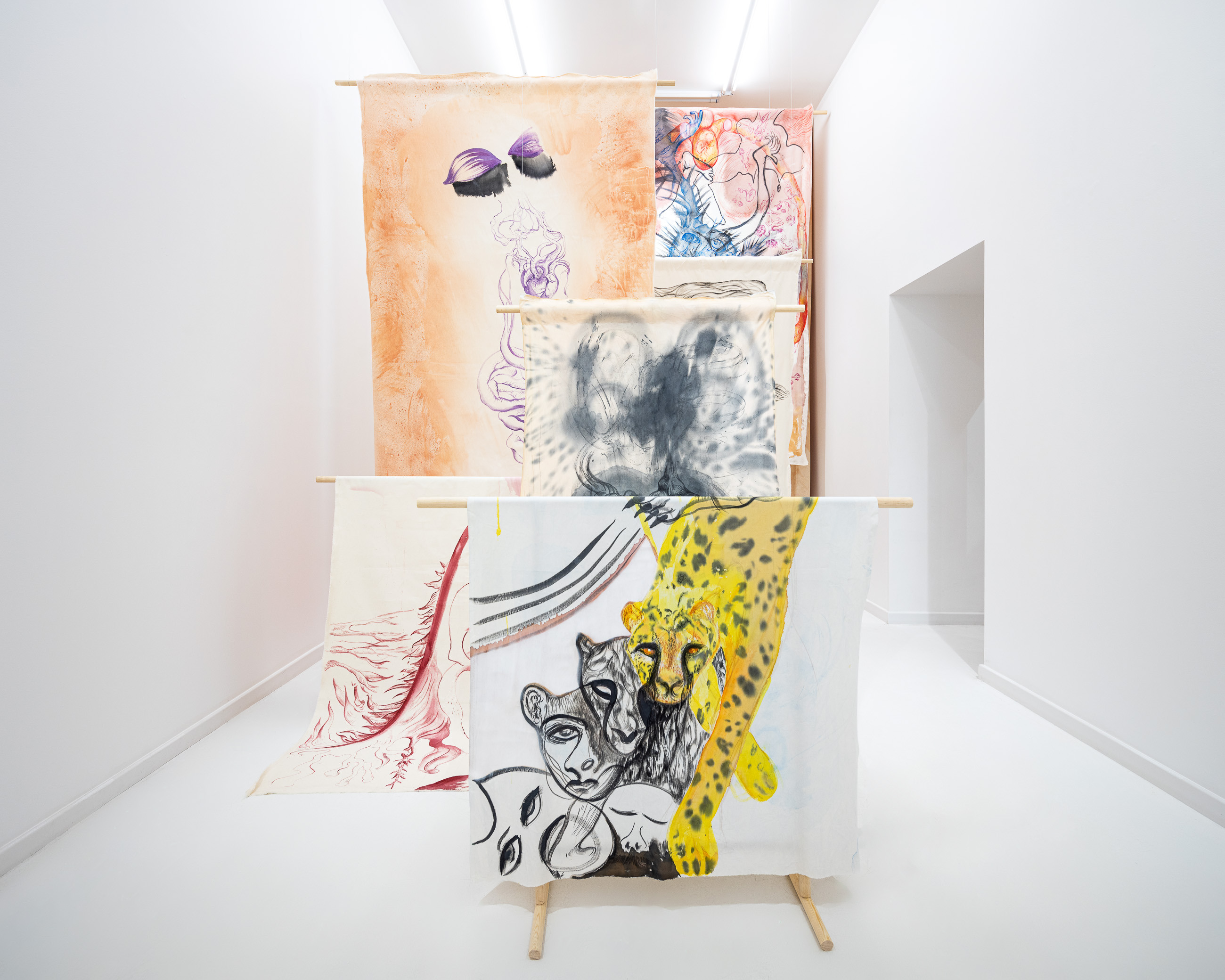 Exhibition view: "I Stand Before the Mirror Like a Dog and Paint" by Maja Krysiak at HOS Gallery in Warsaw, photo by Szymon Sokołowski