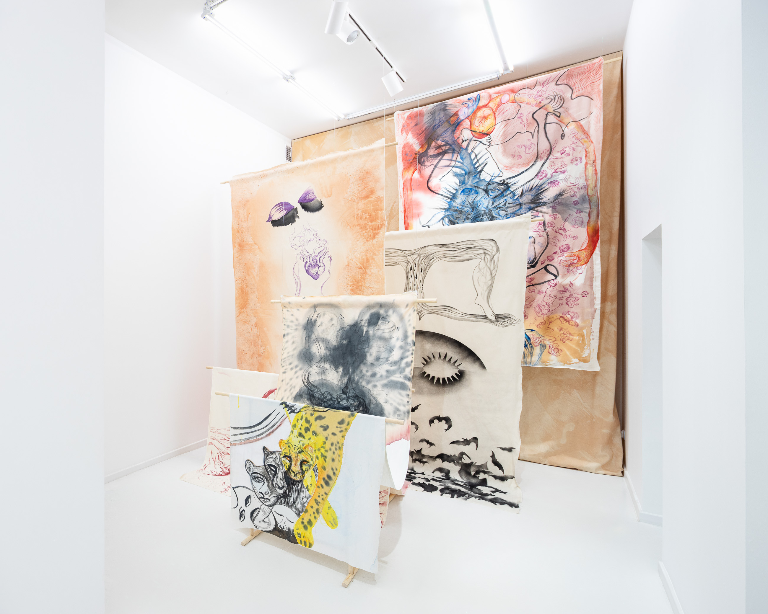 Exhibition view: "I Stand Before the Mirror Like a Dog and Paint" by Maja Krysiak at HOS Gallery in Warsaw, photo by Szymon Sokołowski