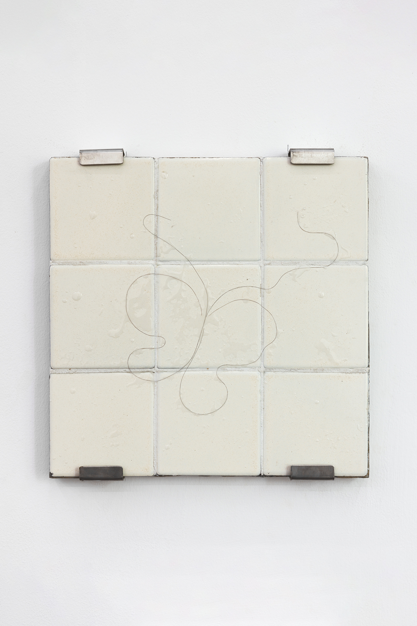 Butterfly, 2023, Cement, handmade tiles, epoxy colored sand, chicken wire, resin, artist's hair, 29.5 Ã— 29.5 Ã— 2.5 cm