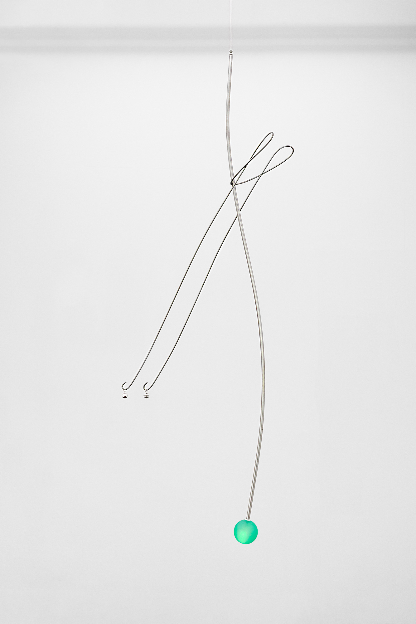 Green Wate, 2023, Stainless steel, LED, silver, copper wire, 3D-printed resin, rubber, 140 Ã— 29 Ã— 50 cm