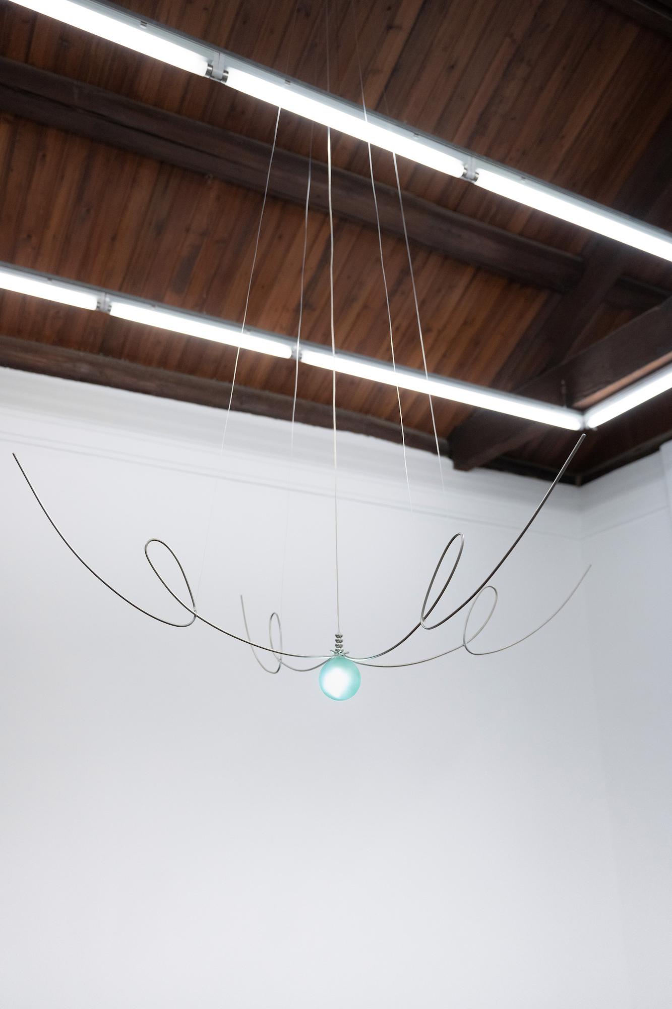 Opening Flower, 2023, Stainless steel, LED, copper wire, 3D-printed resin, rubber, 30 Ã— 110 Ã— 110 cm