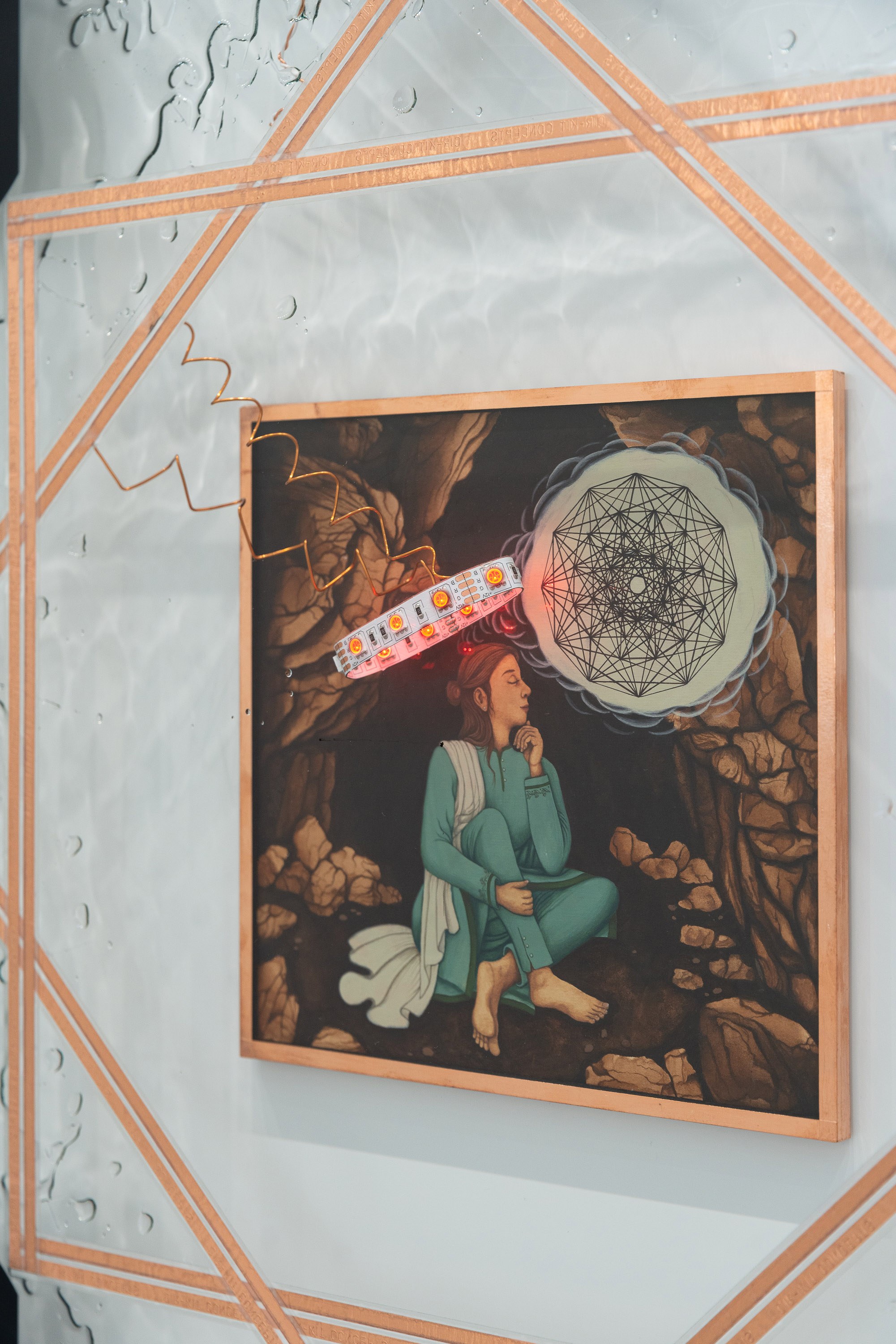 Haroon Mirza, Illuminated Revelations in a Cave (Solar Cell Circuit Composi-tion 29), 2023, detail, Courtesy of max goelitz, Copyright of the artist