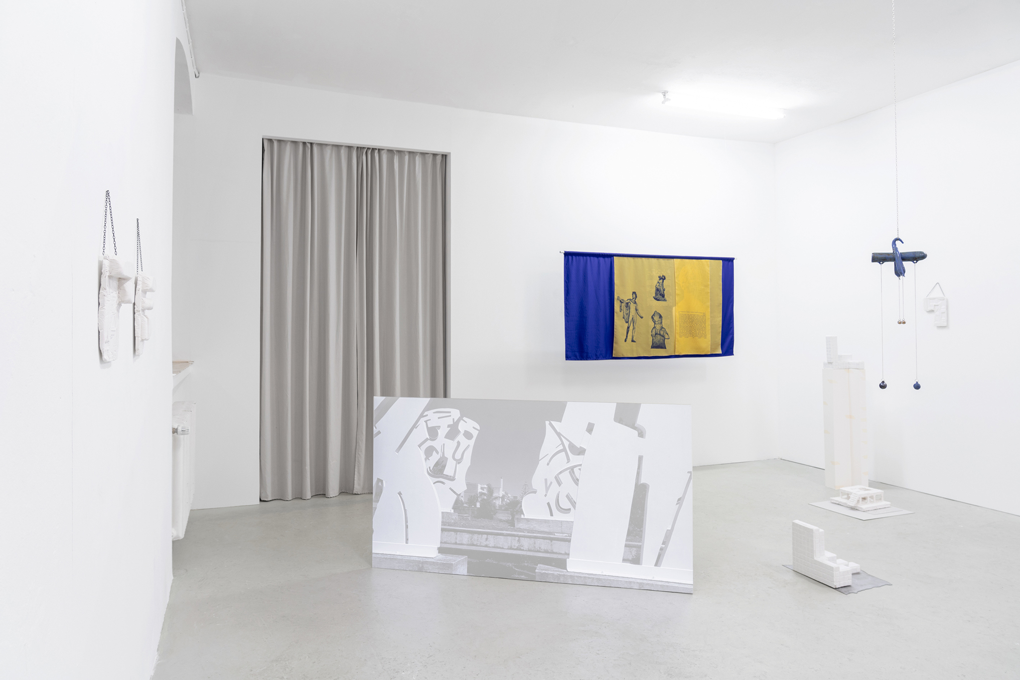 Installation view, “Archaic Futures”, 2023, in front: Nina Maria Küchler, „Gibellina – La Città Moderne“