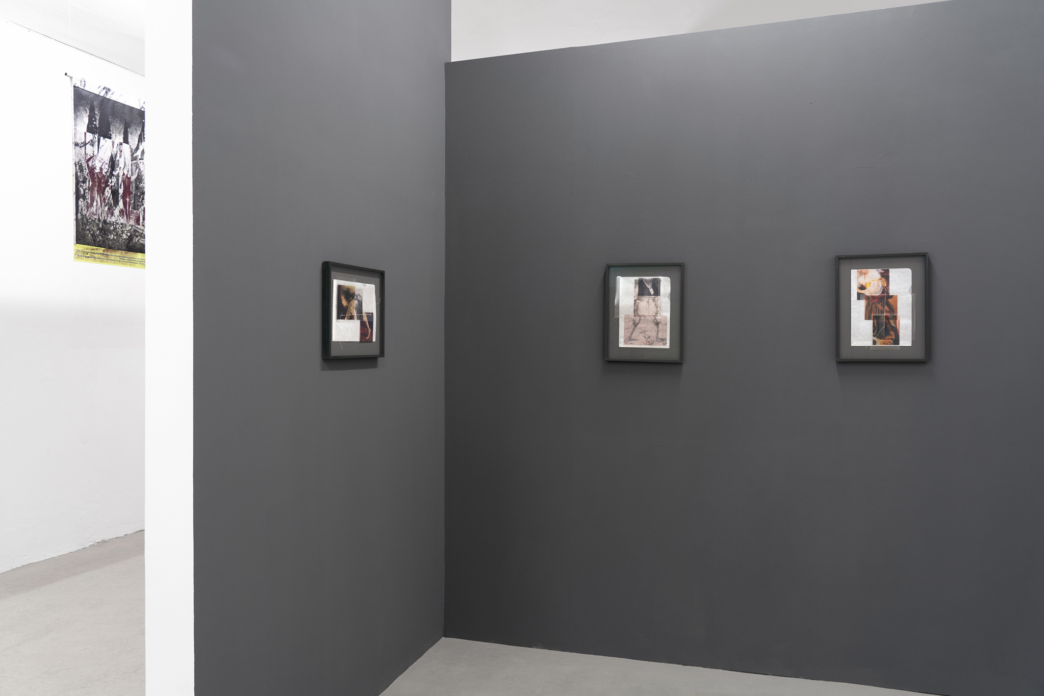 Installation view, “Archaic Futures”, 2023, front: Lucas Odahara, „A Desatadora (The Untier)“, 2020–, mixed media, framed, each 42x32 cm