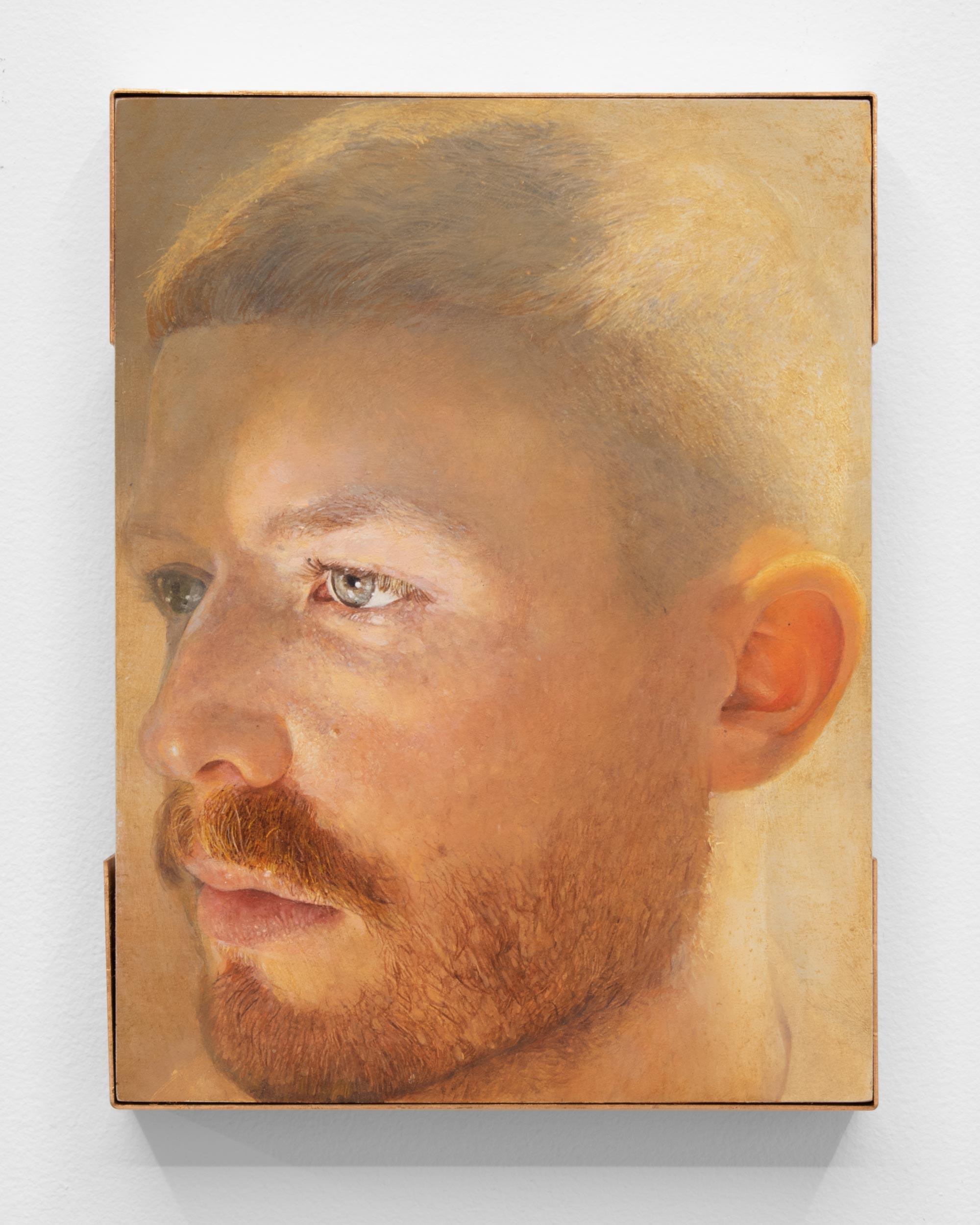 Sunday Morning, oil on board, copper, 24.5 x 18.5 x 3.5cm, 2023