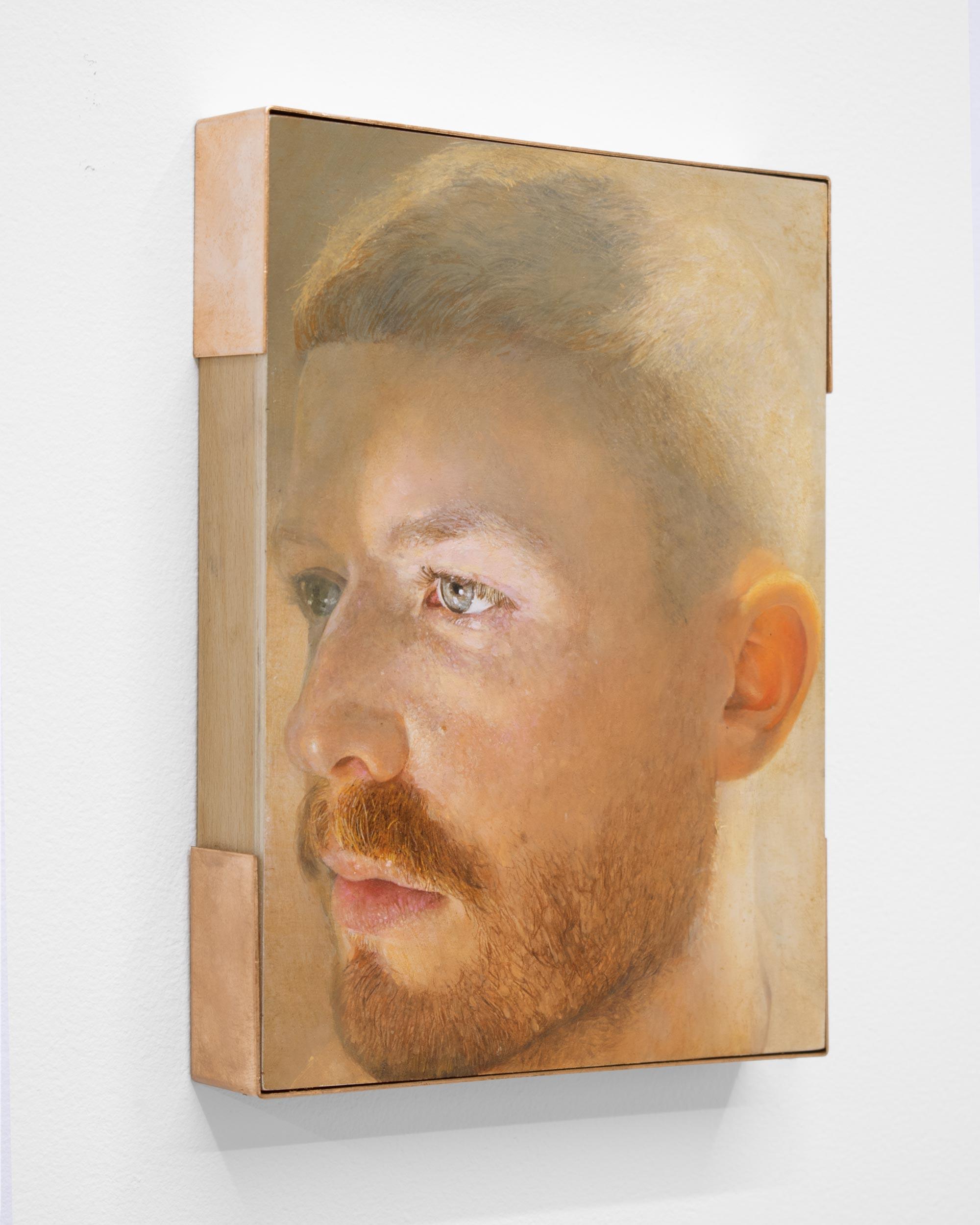 Sunday Morning, oil on board, copper, 24.5 x 18.5 x 3.5cm, 2023