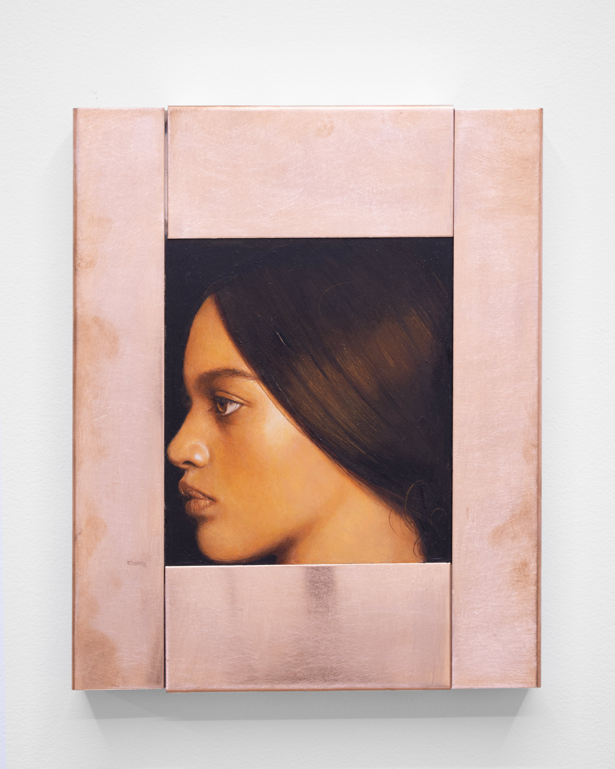 Evening Colours (Amber), oil on board, copper, 30 x 24.5 x 3.5cm, 2023