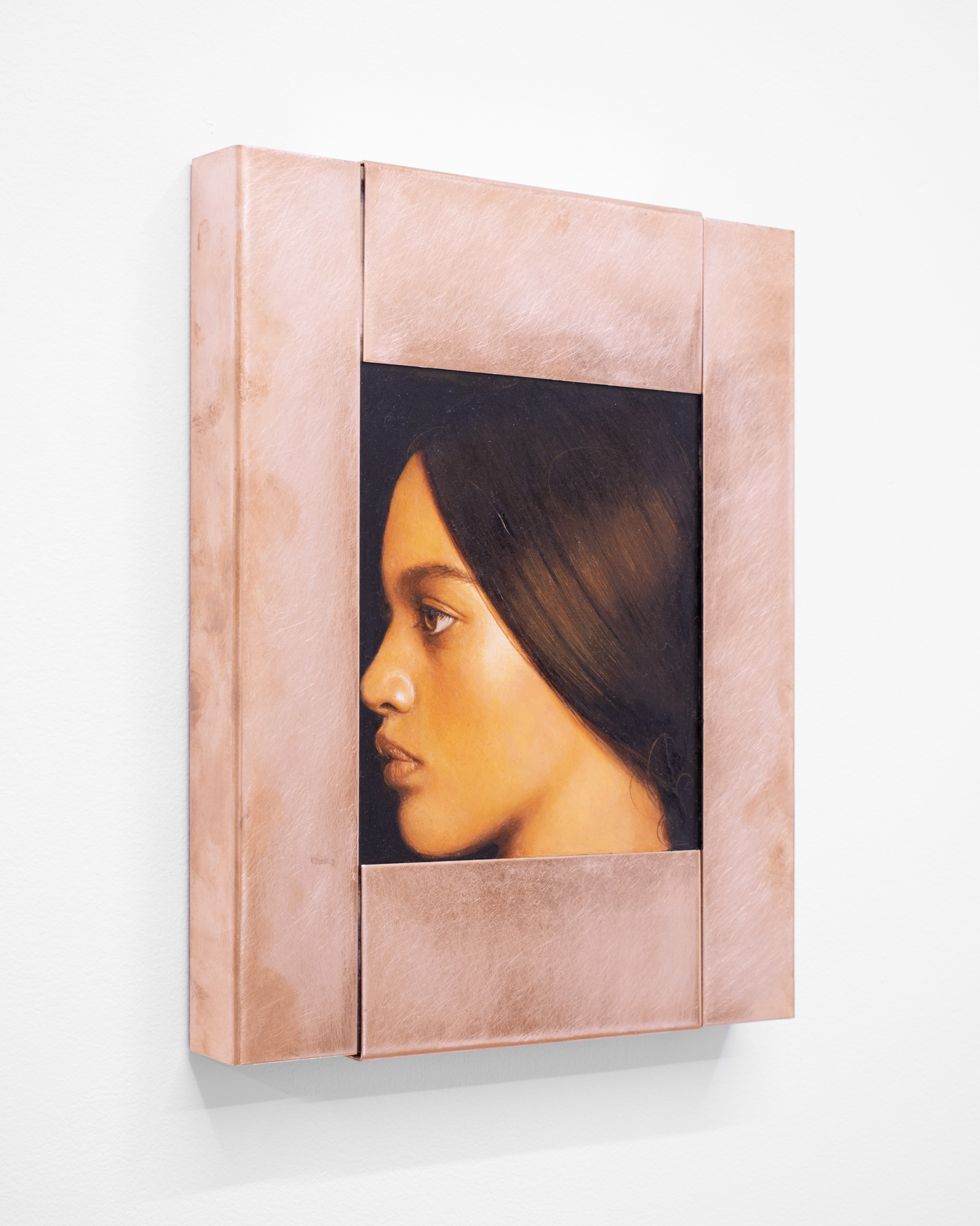 Evening Colours (Amber), oil on board, copper, 30 x 24.5 x 3.5cm, 2023