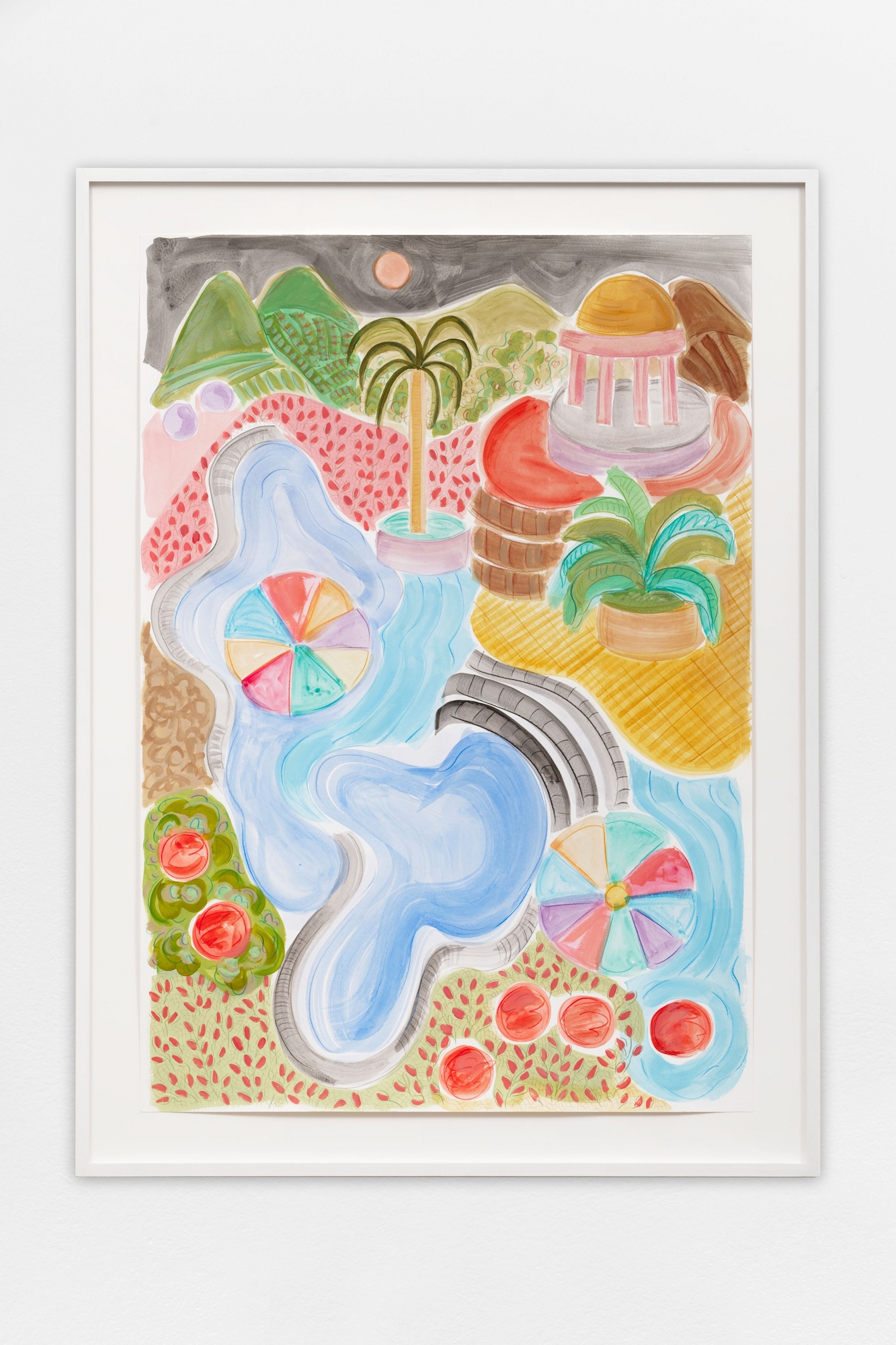 Sol Calero Costa Paraíso, 2021 Watercolor and color pencil on paper, 100 × 70 cm Courtesy the artist and Crèvecœur, Paris. Photo: Aurélien Mole
