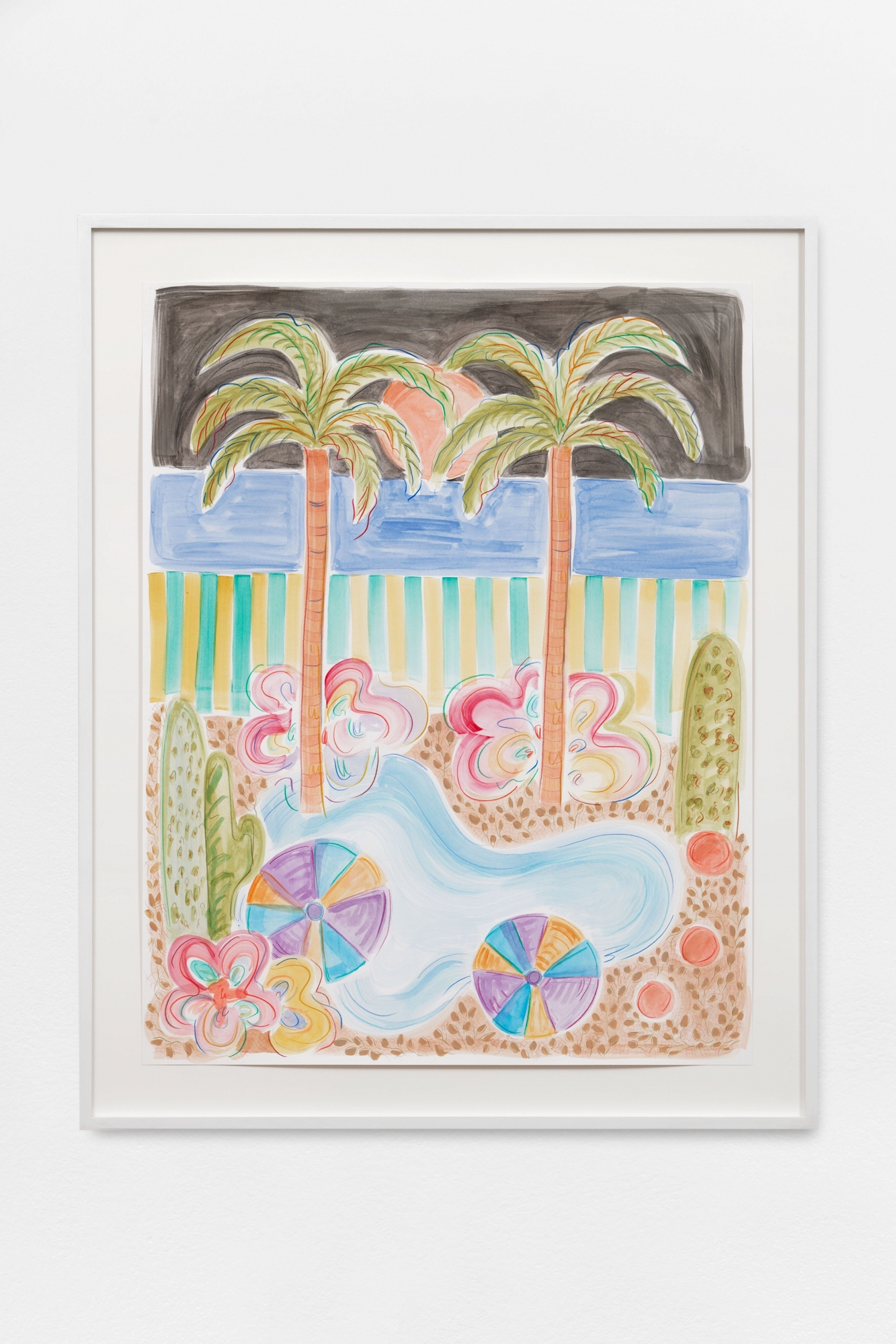 Sol Calero Noche de playa, 2021 Watercolor and color pencil on paper, 90 × 70 cm Courtesy the artist and Crèvecœur, Paris. Photo: Aurélien Mole