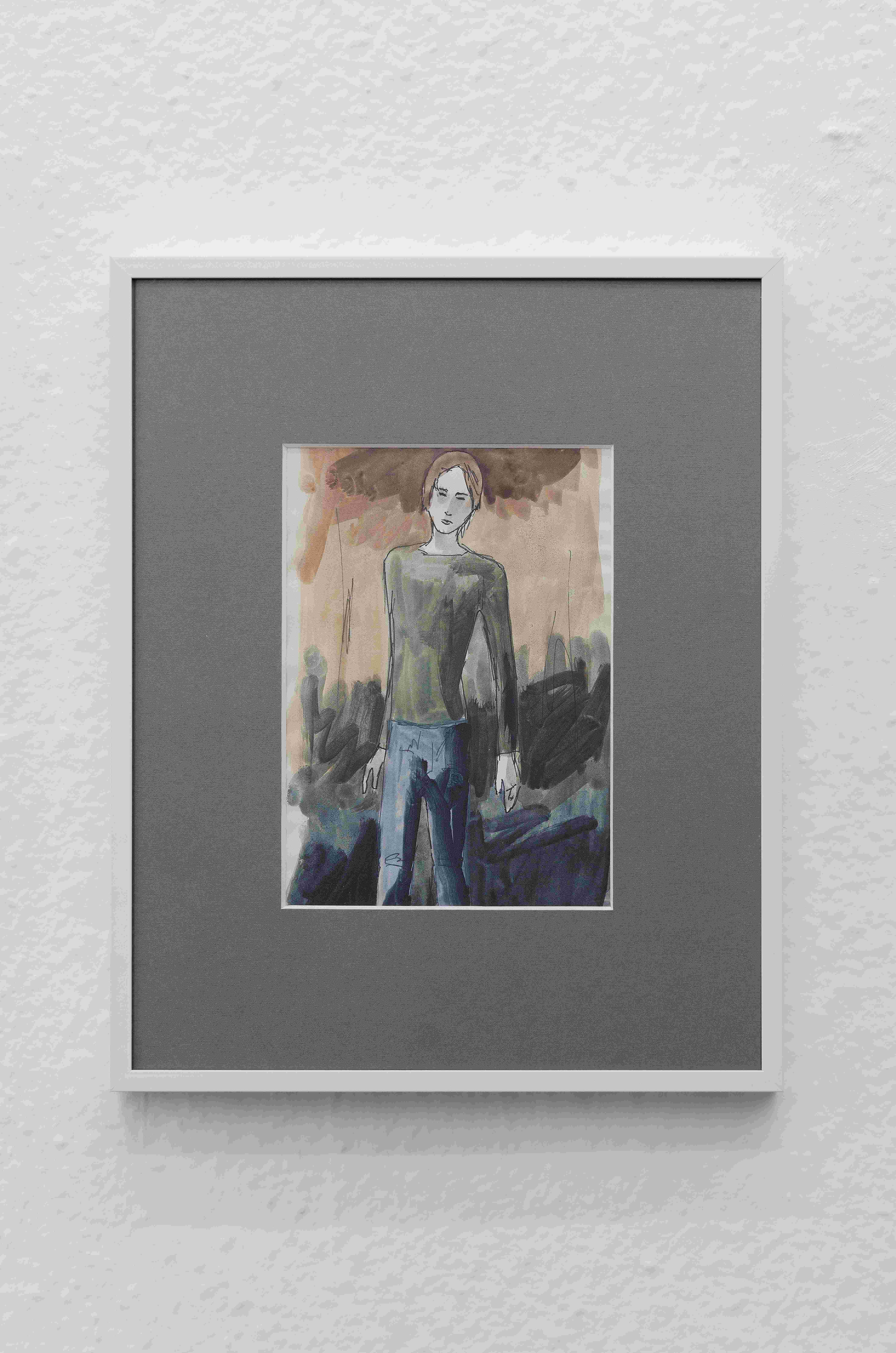 Arthur Marie, Untitled, 2023, Watercolor and pen on paper, 21cm x 13cm (framed 30cm x 24cm)